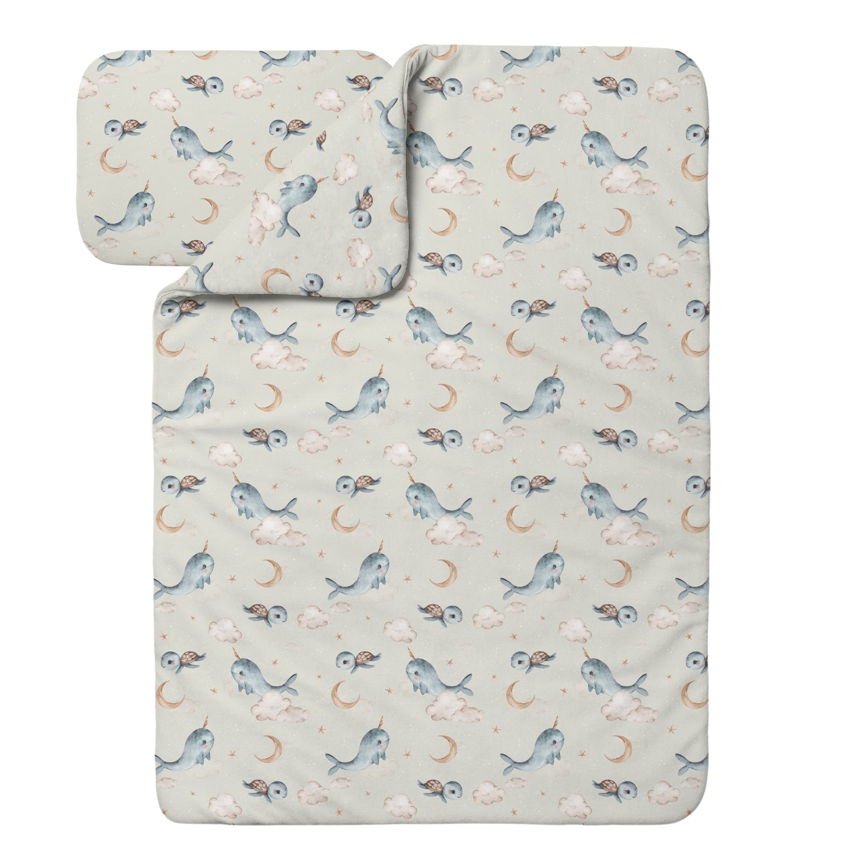 Waldin Babybettwäsche Baby Decke und Kissen Set ohne Bezug, Hypoallergen, 100% Bambus, 2 teilig, Hypoallergen