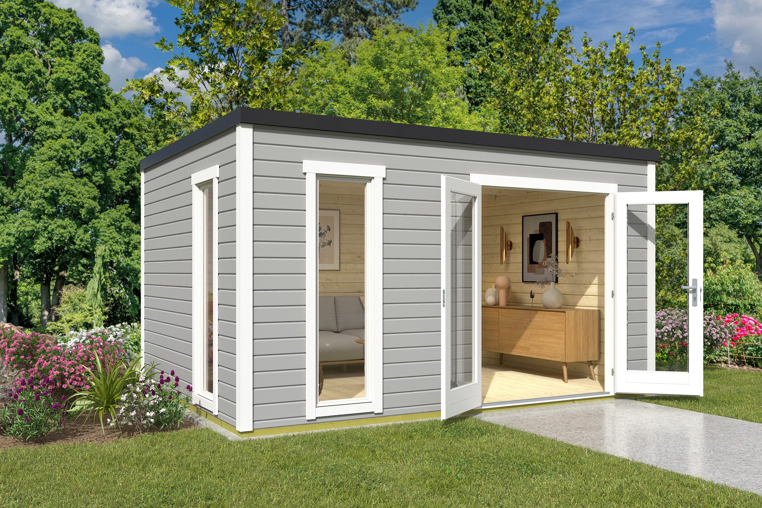 Nordic Holz Gartenhaus Palermo 4, BxT: 400x302,5 cm, mit großen Glasflächen