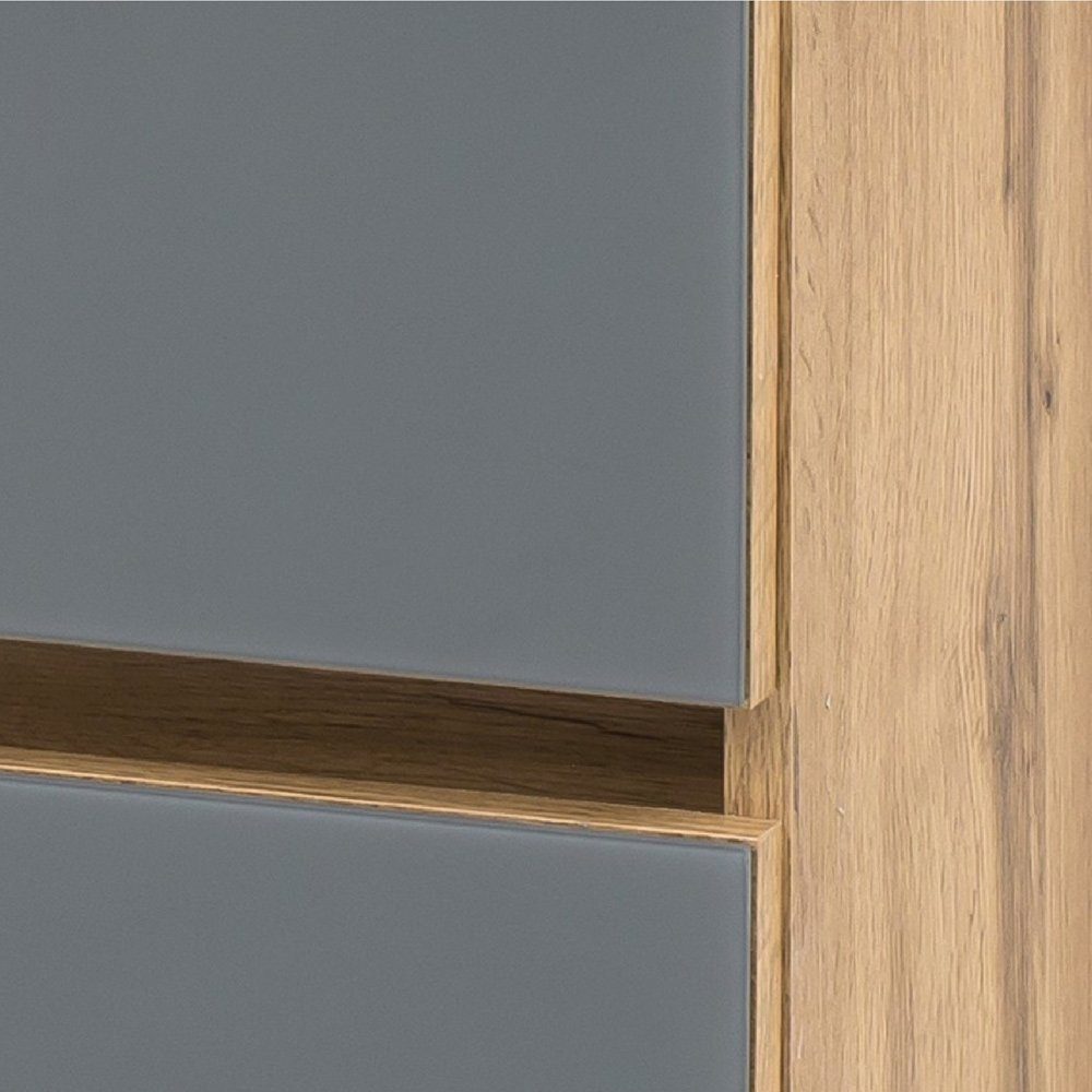 40/79/35 cm Wotaneiche : grau, HEERLEN-03 mit Glasfronten in Lomadox cm Badezimmer 40 Nb. Unterschrank