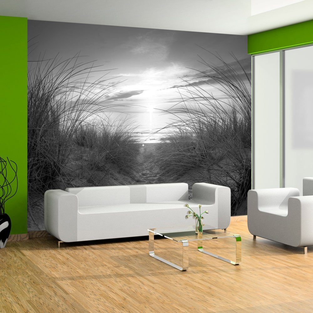 KUNSTLOFT Vliestapete Strand (schwarz - weiß) 1x0.7 m, halb-matt, lichtbeständige Design Tapete | Vliestapeten