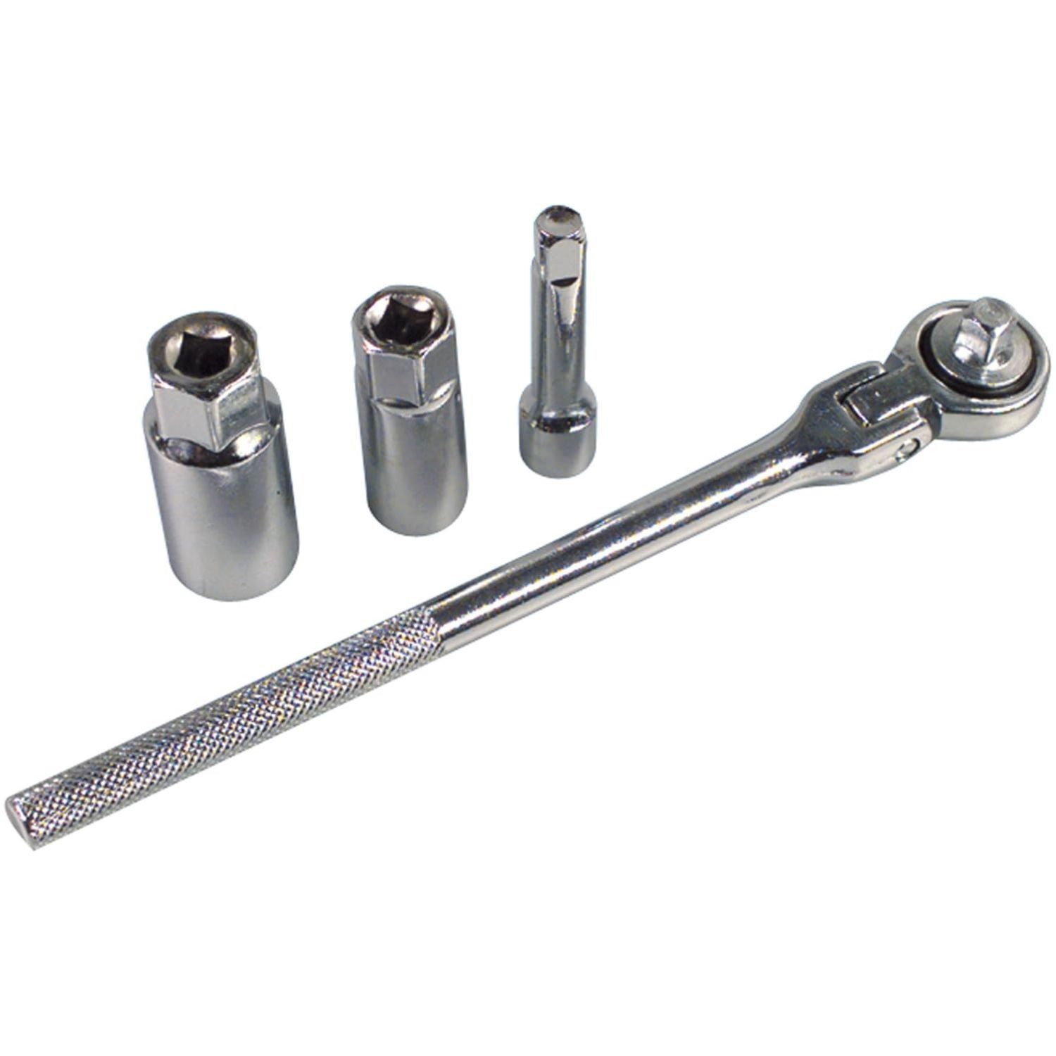 UNITEC Zündkerzenschlüssel Zündkerzen Werkzeug-Set 4-teilig 3/8" 16mm 21mm (Set, 4 St., 4-teilig), Steckschlüssel 180° Gelenk Zündkerzenschlüssel Kerzenschlüssel Ratsche