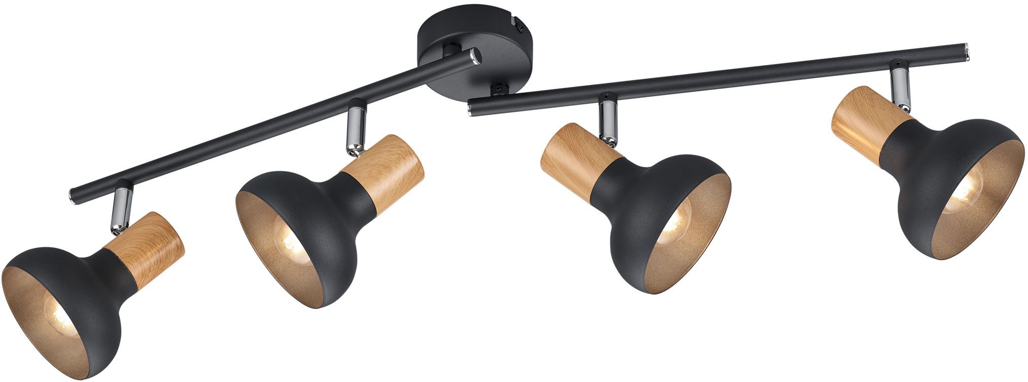 Reality Leuchten Deckenstrahler LATIKA, Прожекторы 4-flammig, exkl 4x E14 max 10W Deckenspot schwenkbar, Leuchtmittel wechselbar, warmweiß - kaltweiß, 2 schwenkbare Arme, Metall und Holzoptik Lackierung, Spot Licht