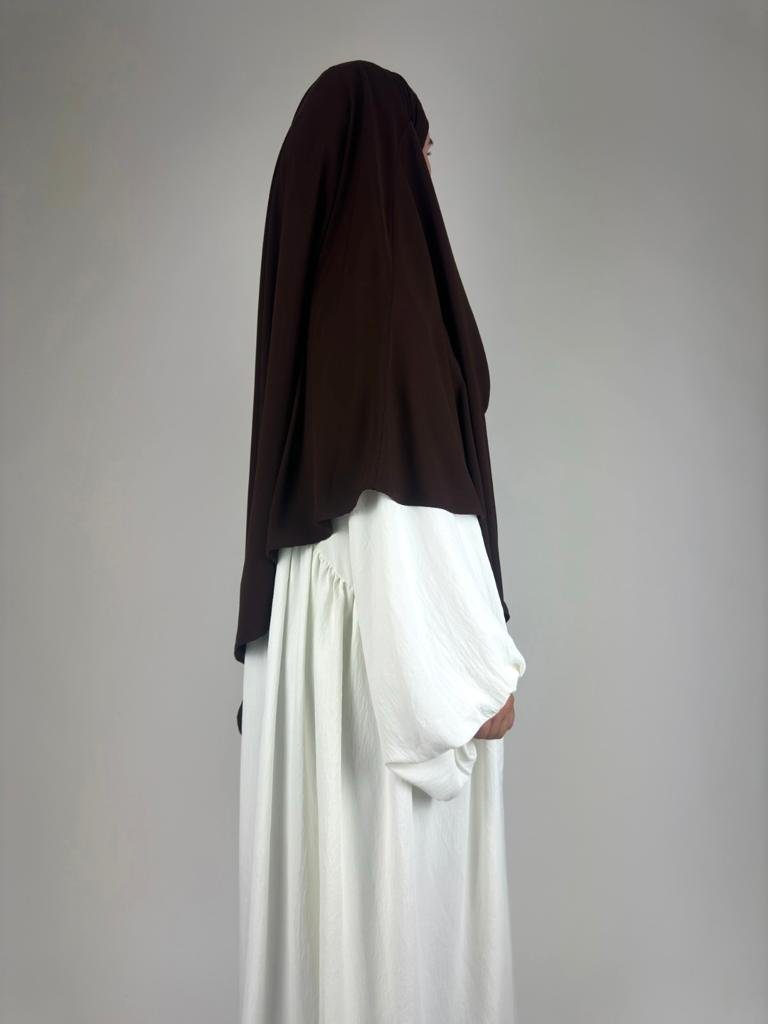 Dunkelbraun Medina Hiba Medine islamische Mode Einlagiger Seide Kopftuch Aymasal Seide Khimar