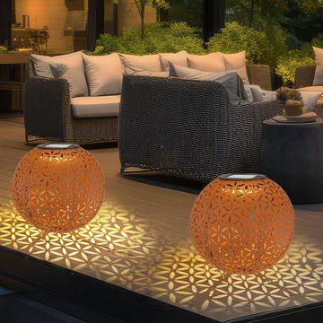 Globo LED Gartenleuchte, LED-Leuchtmittel fest verbaut, Warmweiß, LED Außen Steck Leuchte SOLAR Kugel rost Garten Beleuchtung