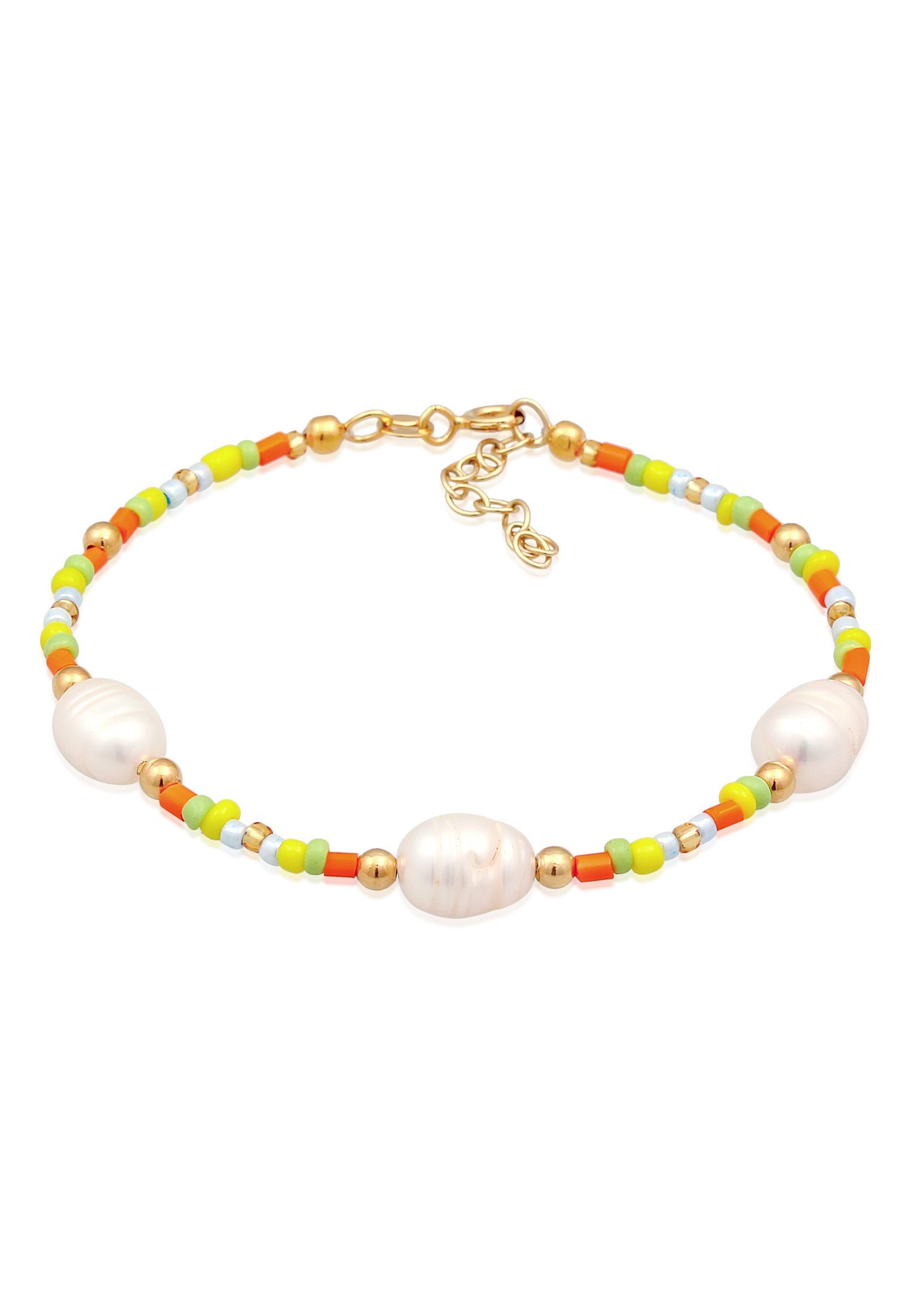 Elli Armband Süßwasser-Zuchtperlen Glas Beads Bunt 925 Silber