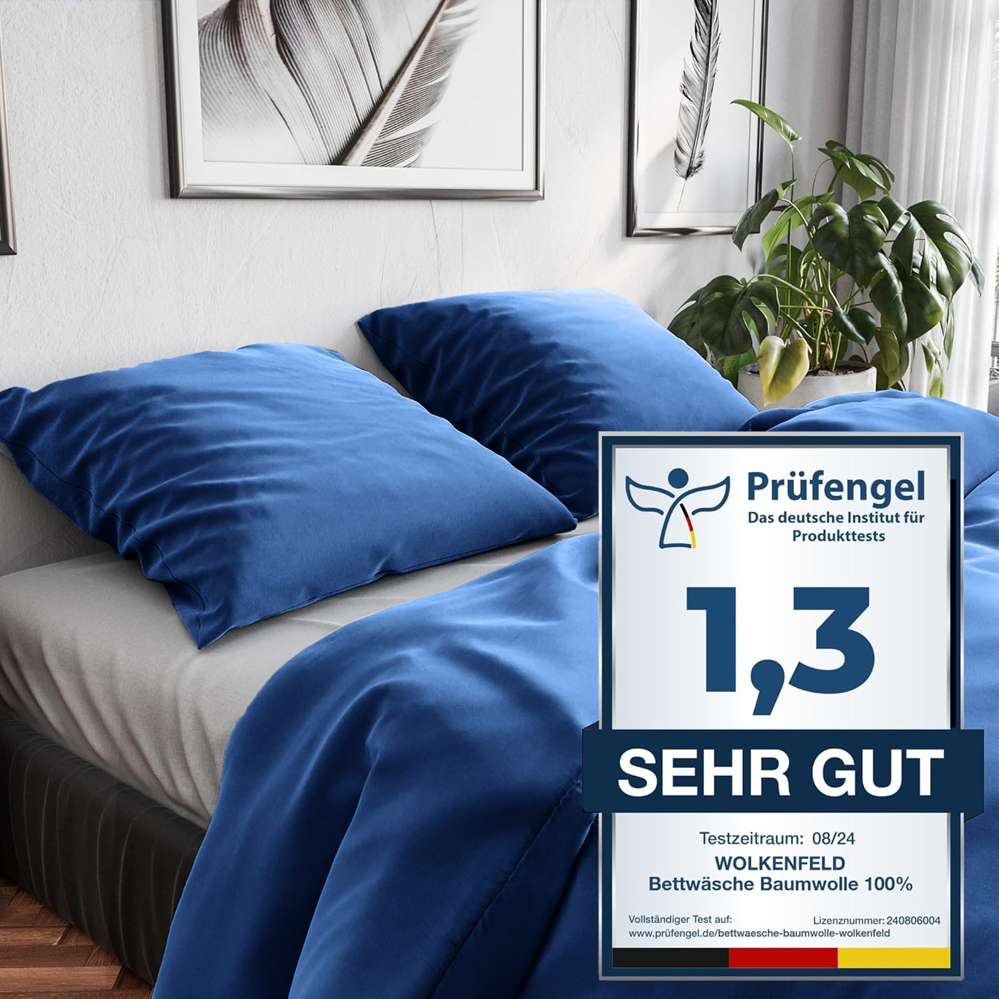Wolkenfeld Bettwäsche Renforcé Bettwäsche Baumwolle - Natürlich weiches Schlafgefühl, Renforcé, 2 teilig, 135x200 cm, 155x220 & Übergrößen I inkl. Kissenbezüge 80x80 I uni