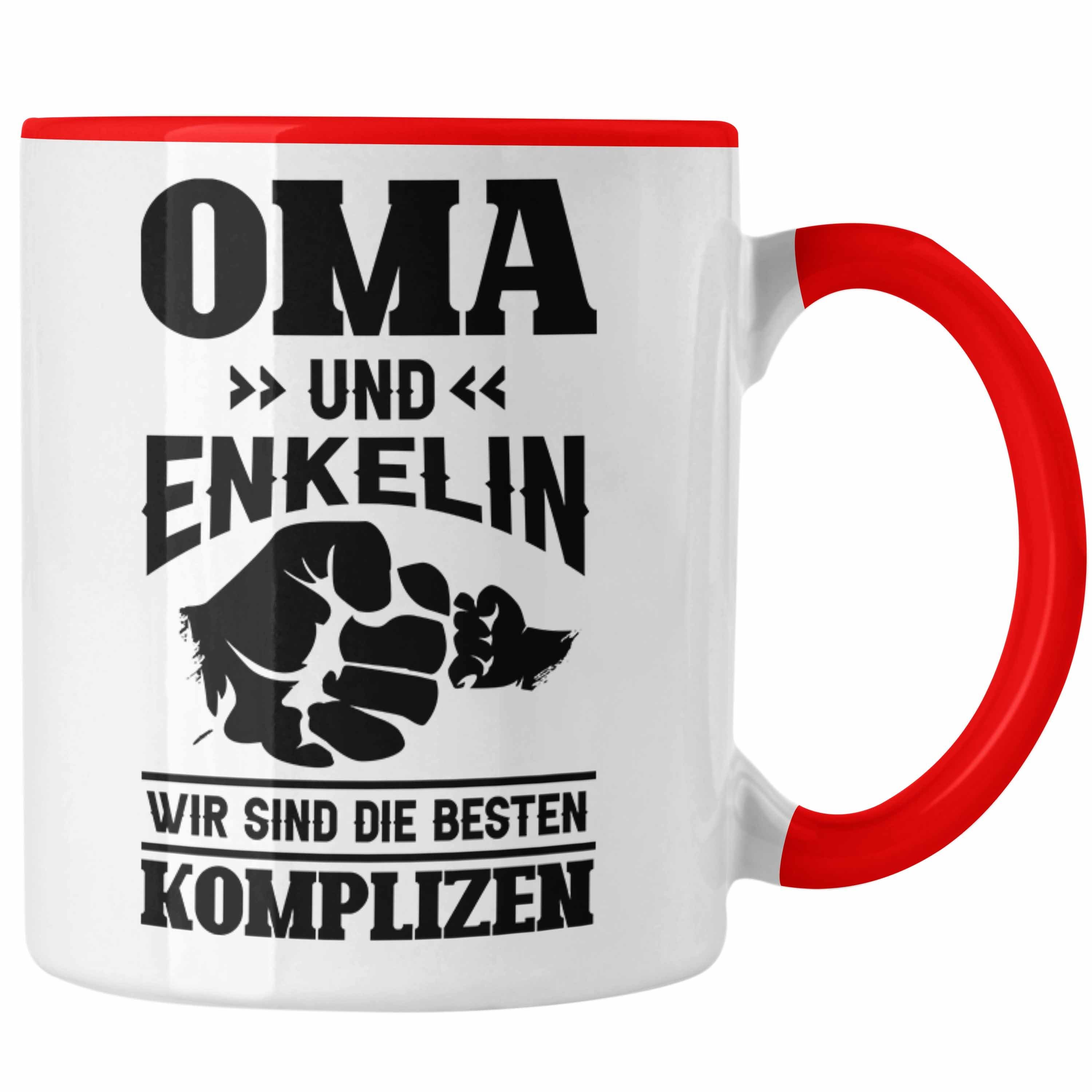 Trendation Tasse Oma und Enkelin Tasse Geschenk Lustiger Spruch Muttertag Oma Geschenk Rot