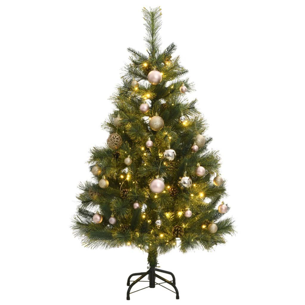 vidaXL LED Baum Künstlicher Weihnachtsbaum Klappbar 150 LEDs & Kugeln 120 cm