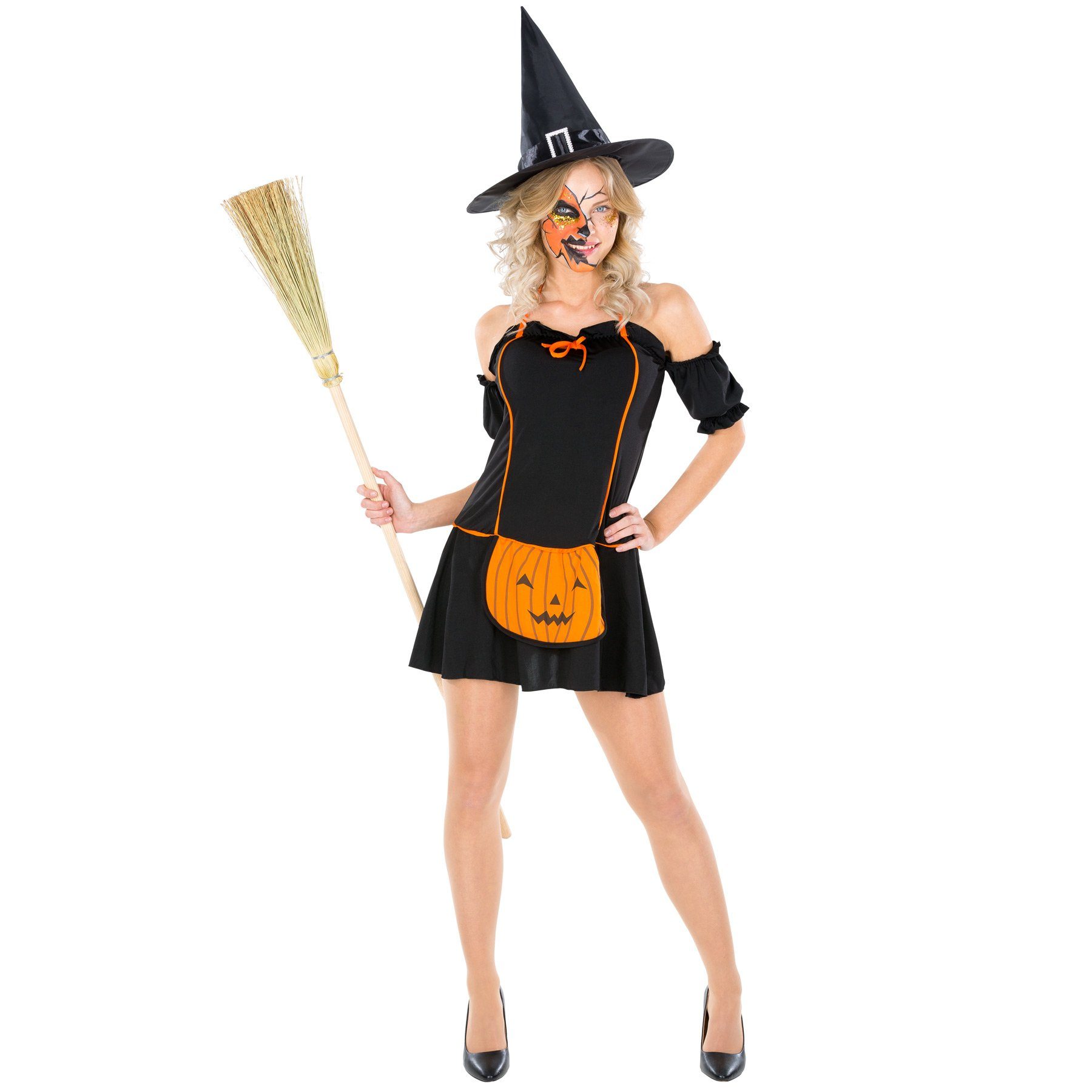 dressforfun Hexen-Kostüm Frauenkostüm Pumpkin Witch, Kurzes Kleid