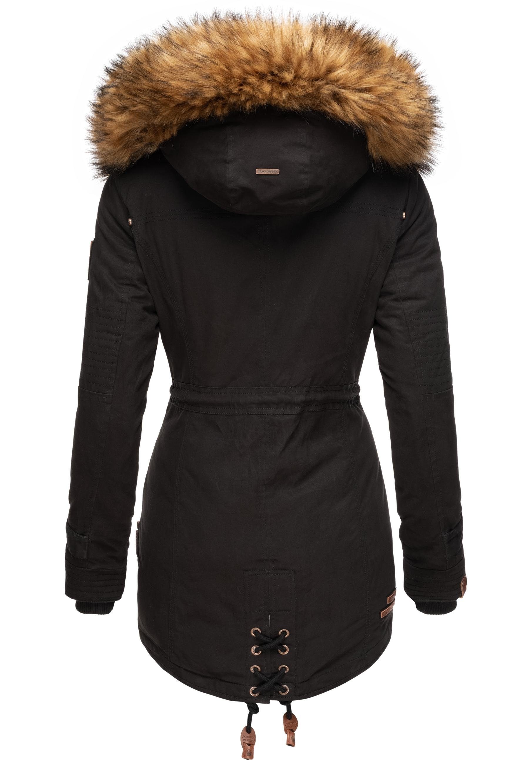 Marikoo Wintermantel La Viva Prc stylischer Winterparka mit abnehmbarem Kunstfell