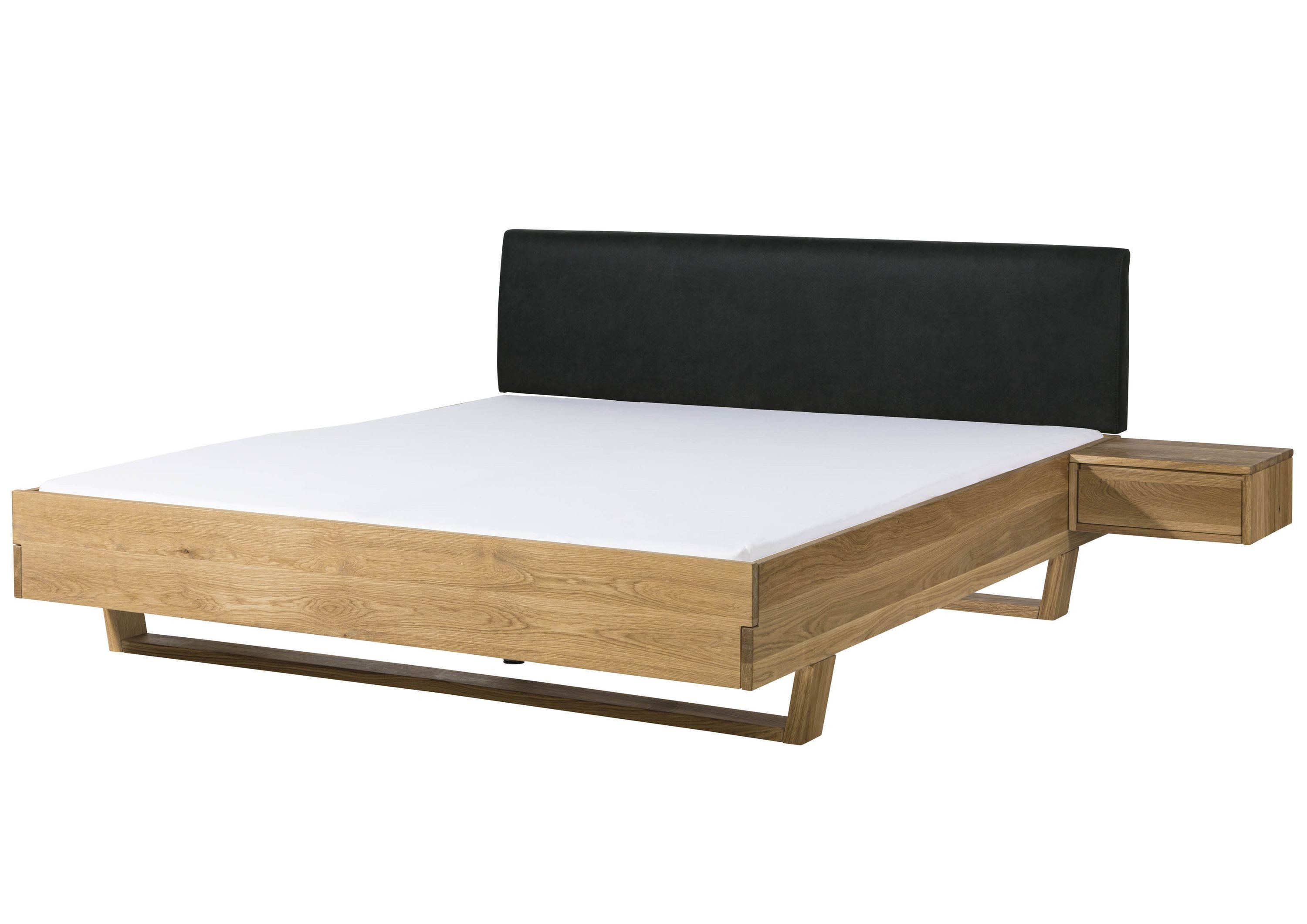 Massivmoebel24 Massivholzbett FICHTELBERG (mit Nachttisch Fichte 140x200x85 Kopfteil anthrazit FICHTELBERG #41), mit Nachttisch Fichte 140x200x85 Kopfteil anthrazit FICHTELBERG #41