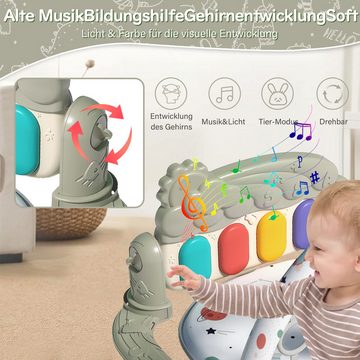 Krabbeldecke Spielmatte mit Spielbogen Baby Lernmatte Spieldecke Erlebnisdecke, GOOLOO, mit Klavier, Licht, Musik, Spiegel Lernspielzeug Waschbar