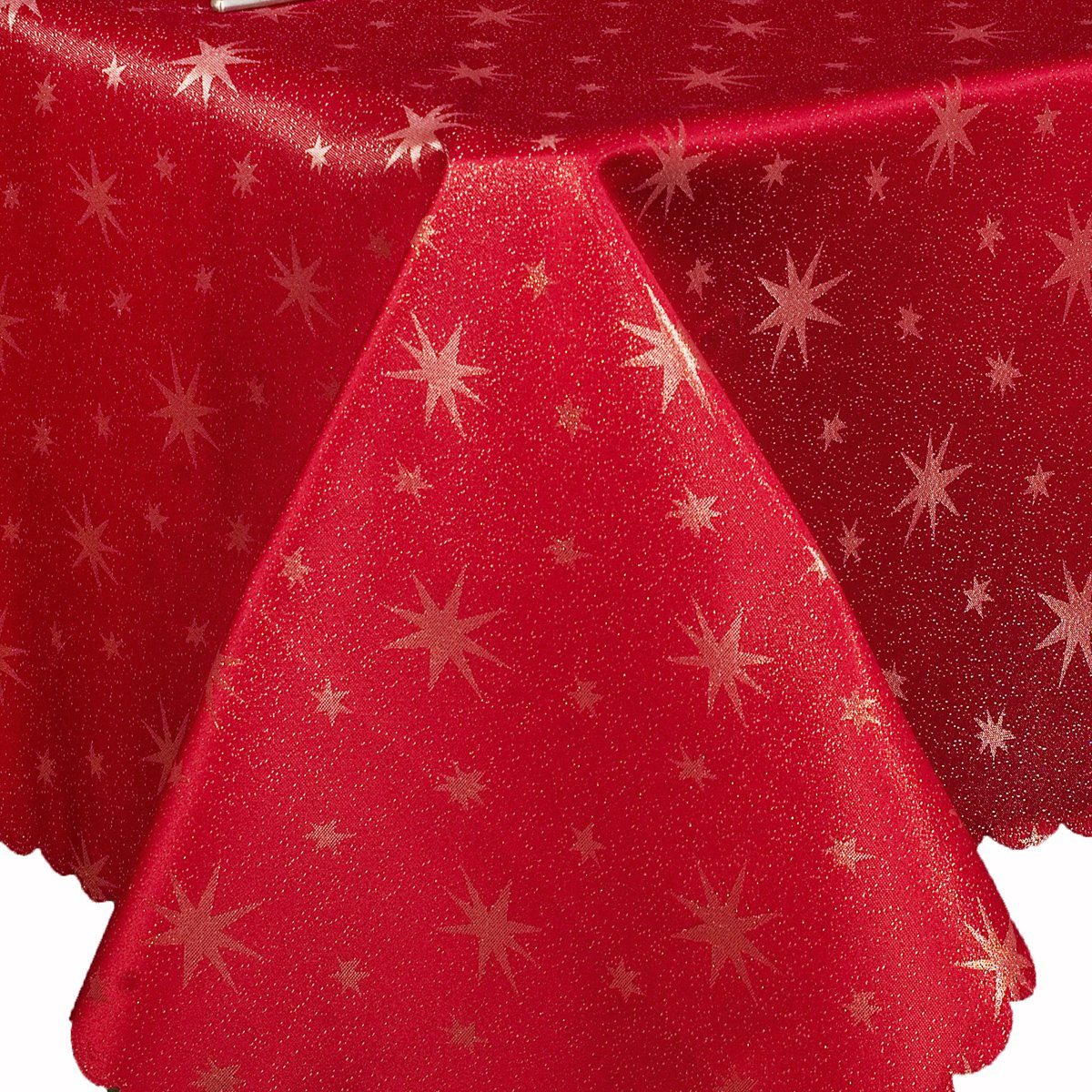Tischläufer Glitzer Sterne Tischdecke Rot Gold 90x90 Mitteldecke Weihnachte günstig online kaufen