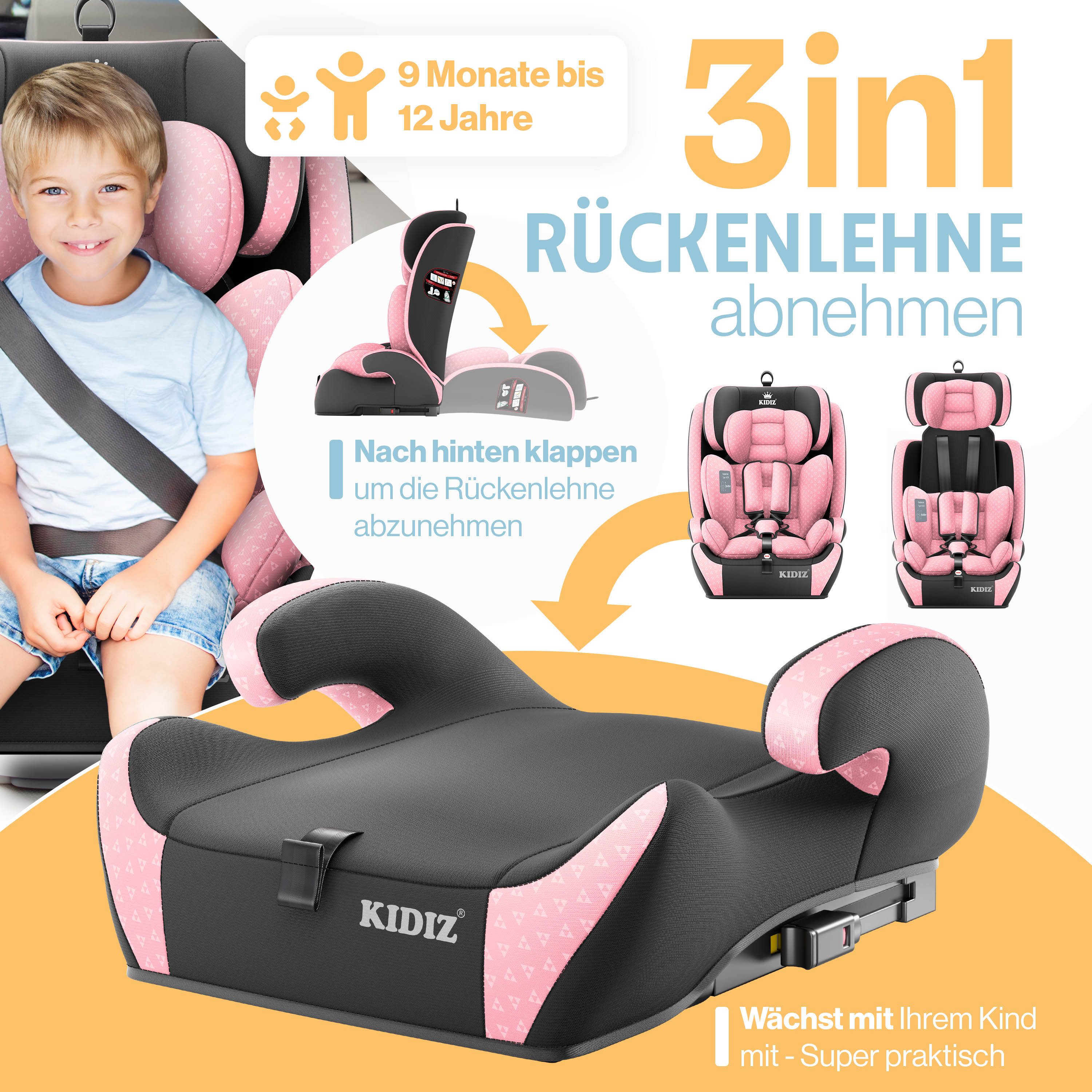 KIDIZ Autokindersitz, Kinderautositz Isofix 1-12 Jahre, Mitwachsend, Gruppe 1+2+3, 9-36 kg