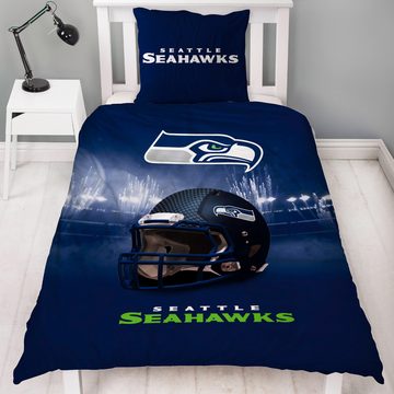 Wendebettwäsche NFL American Football Bettwäsche Seattle Seahawks Linon / Renforcé, BERONAGE, 100% Baumwolle, 2 teilig, 135x200 + 80x80 cm