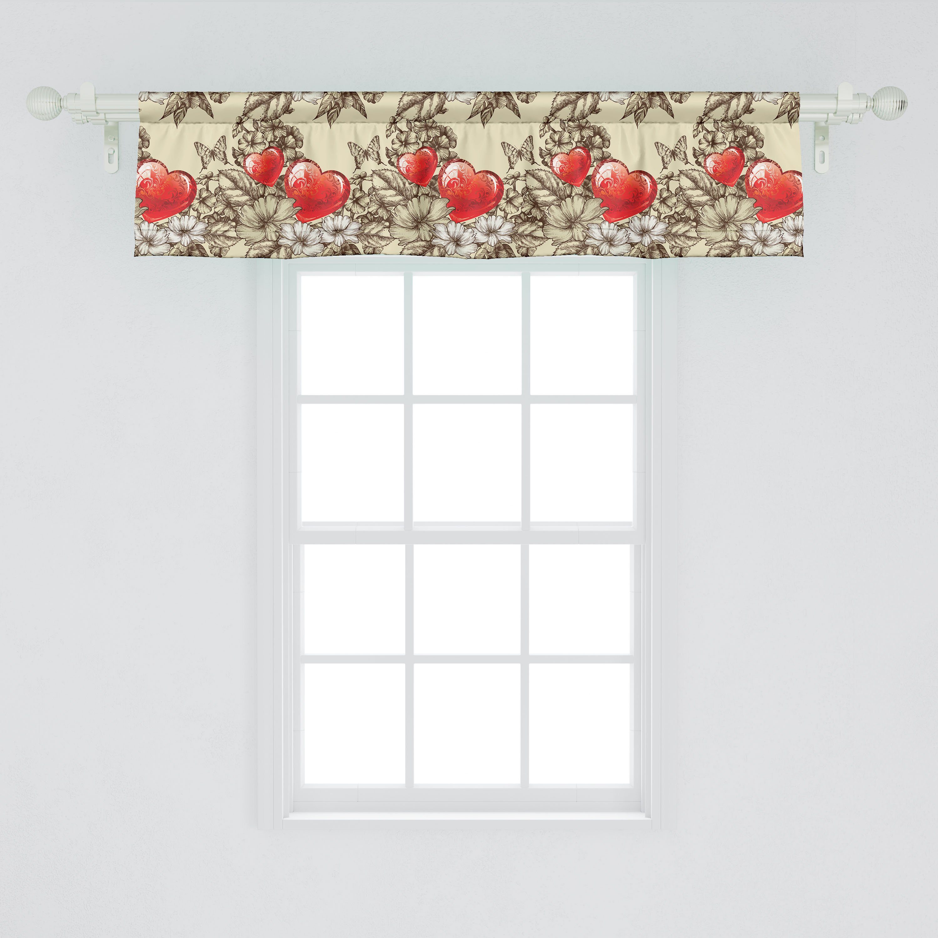 Microfaser, Vorhang Blumen Abakuhaus, Dekor Schlafzimmer Schmetterling und Küche mit Volant Stangentasche, Liebe Scheibengardine für