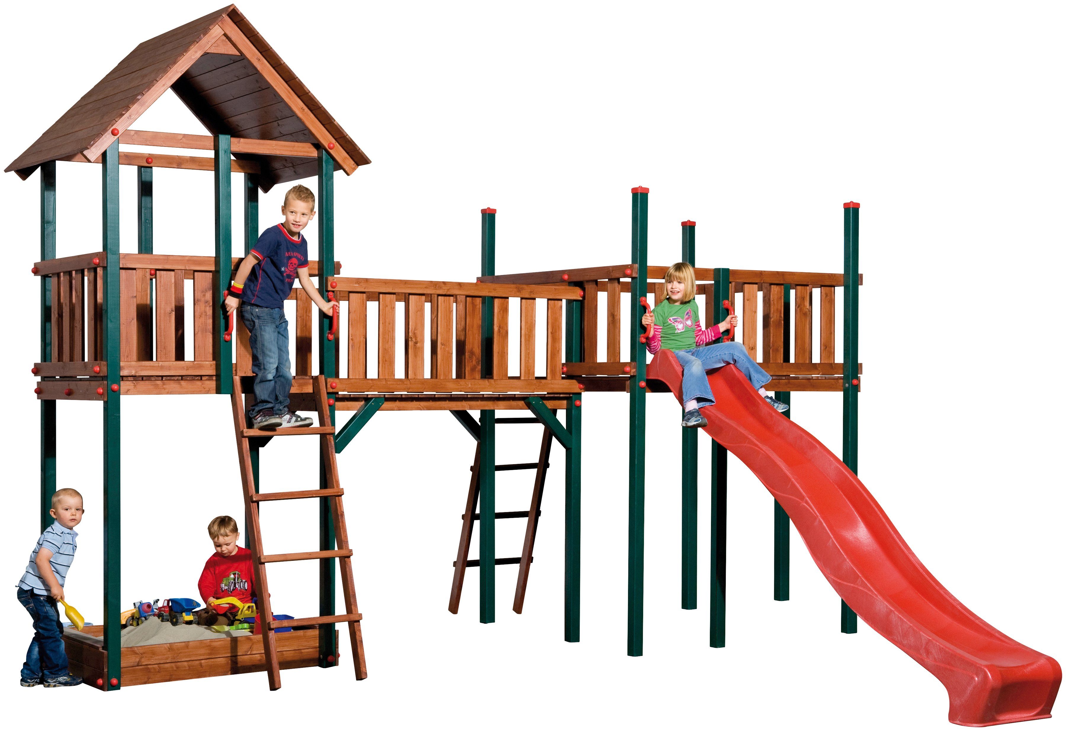 weka Spielturm Tabaluga Spielelandschaft 816, BxTxH: 450x374x331 cm, mit Turm, Brücke, Sandkasten, Rutsche