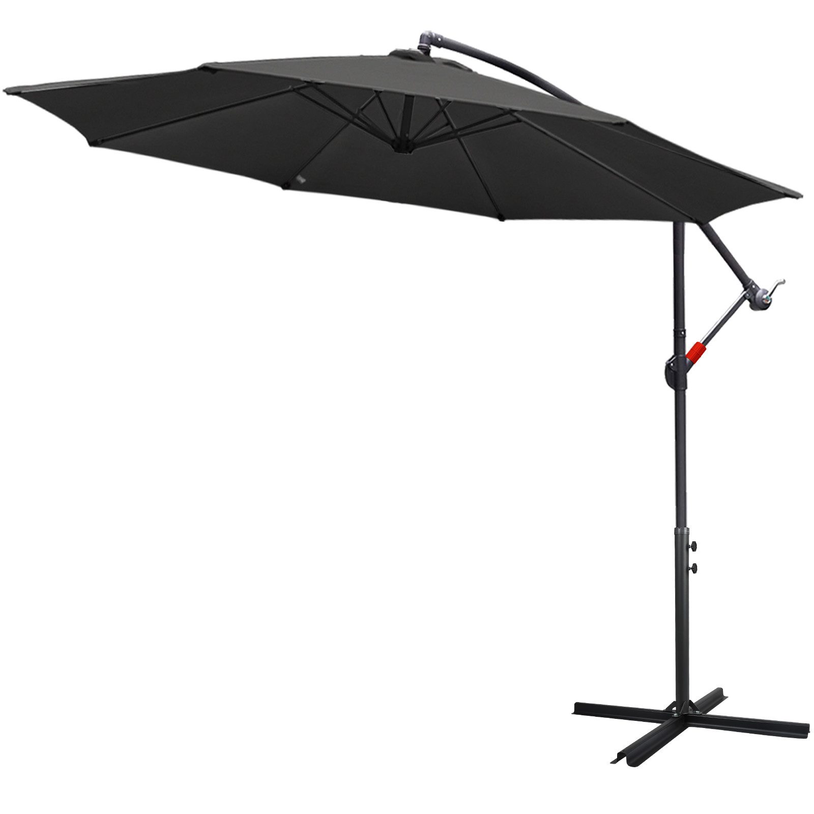 Sonnenschirm Sonnenschirm 300 cm Kurbel Ampelschirm mit Windsicherung Grau