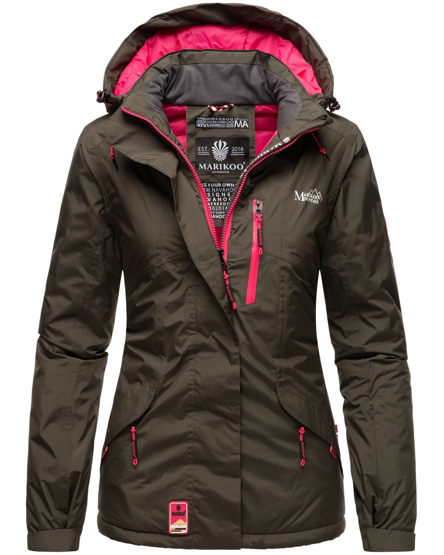 Marikoo Outdoorjacke Marikoo Rabeaa Damen Jacke B882 sportliche Outdoorjacke mit abnehmbarer Kapuze