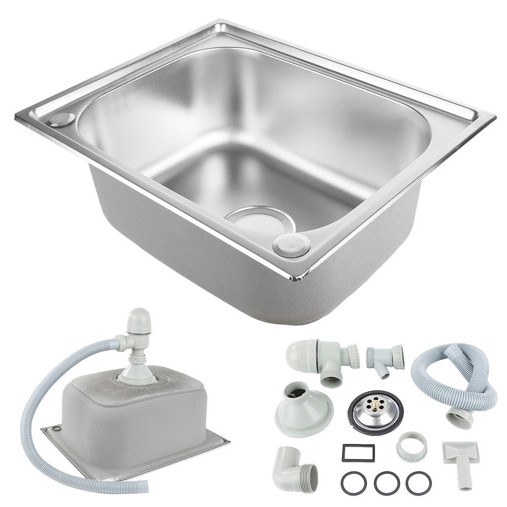 Thumbnail - JEOBEST Edelstahlspüle Spülbecken 50x40 cm Einbauspüle Küchenspüle inkl. Siphon-Set, (Rechteckig, Waschbecken Küche 1 Be...