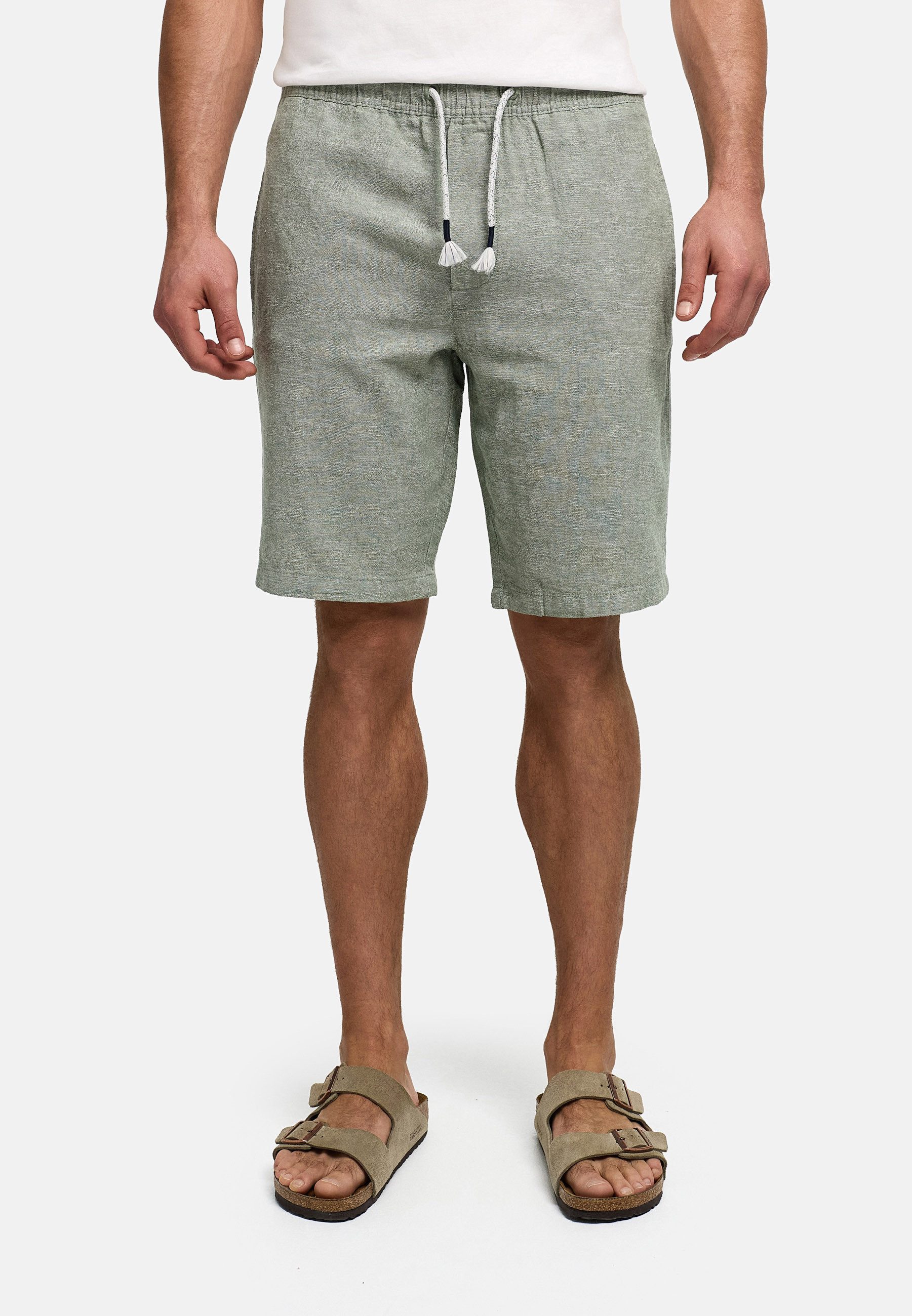 INDICODE Leinenhose Herren INLino Leinen Shorts mit Kordelzugbund mit elastischem Bund und Bindekordel in sommerlich leichter Qualität