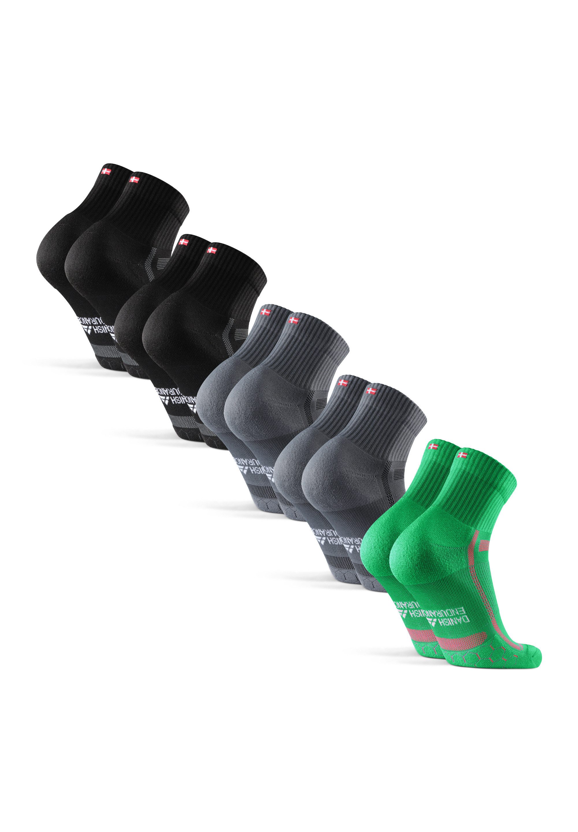 DANISH ENDURANCE Basicsocken Long Distance (5-Paar) rutschfeste Sportsocken, Ideal für Läufer, Anti-Blasen