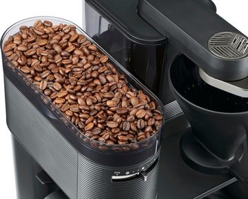 Melitta Kaffeemaschine mit Mahlwerk EPOS® 1024-03 Schwarz/Silber 360°rotierender Wasserauslauf, 1l Kaffeekanne, Papierfilter 1x4