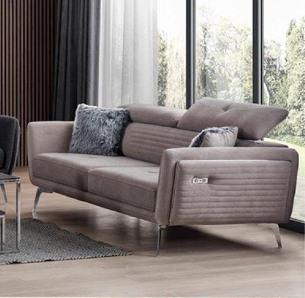 JVmoebel 3-Sitzer Sofa 2-Sitzer verstellbar Moderner Stil mittelweiche graue Textilien, 1 Teile, Made in Europa