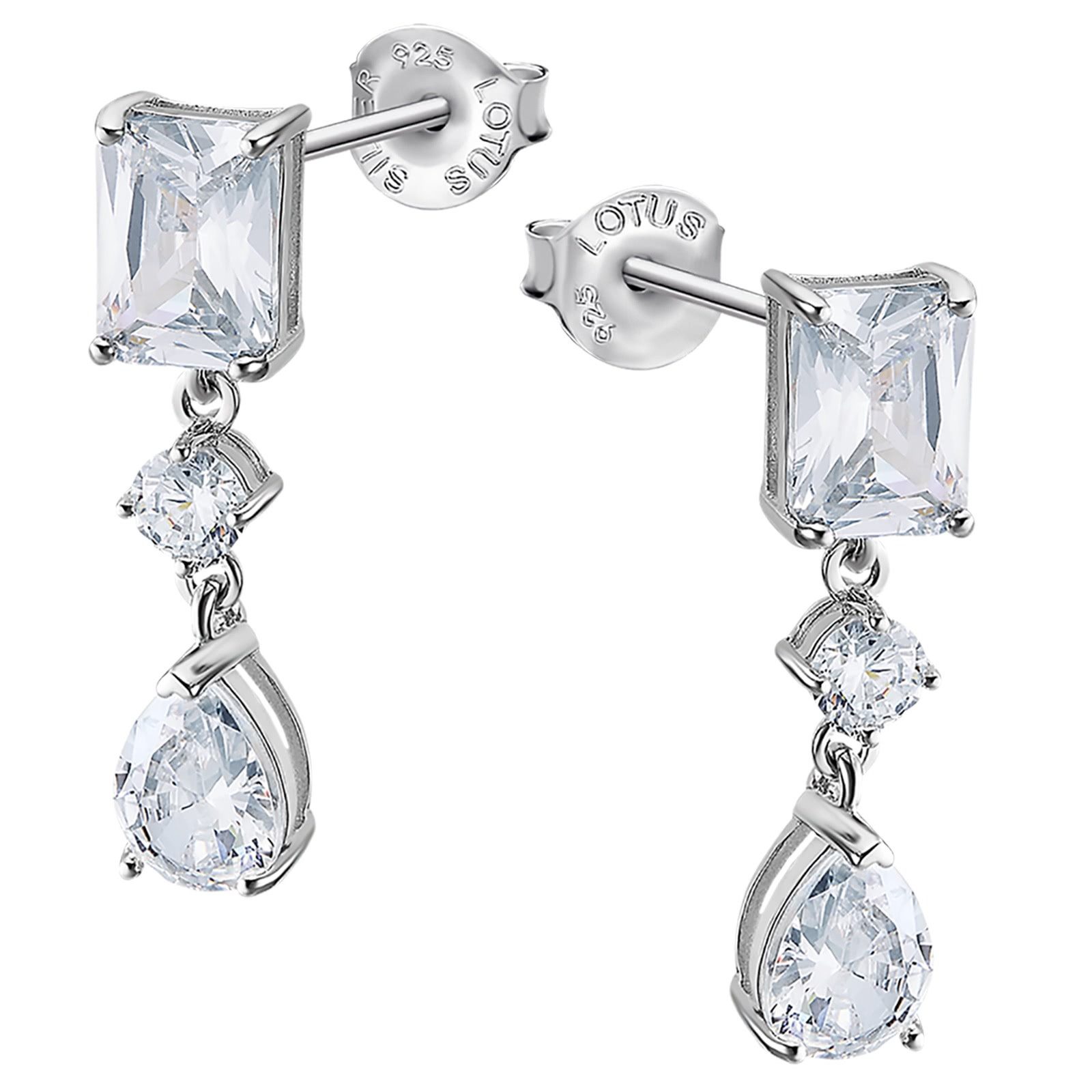 LOTUS SILVER Paar Ohrhänger LOTUS Silver Zirkoniastein 925 Silber (Ohrhänger), Ohrklemme Zirkoniastein 925 Sterling Silber, Farbe: silber