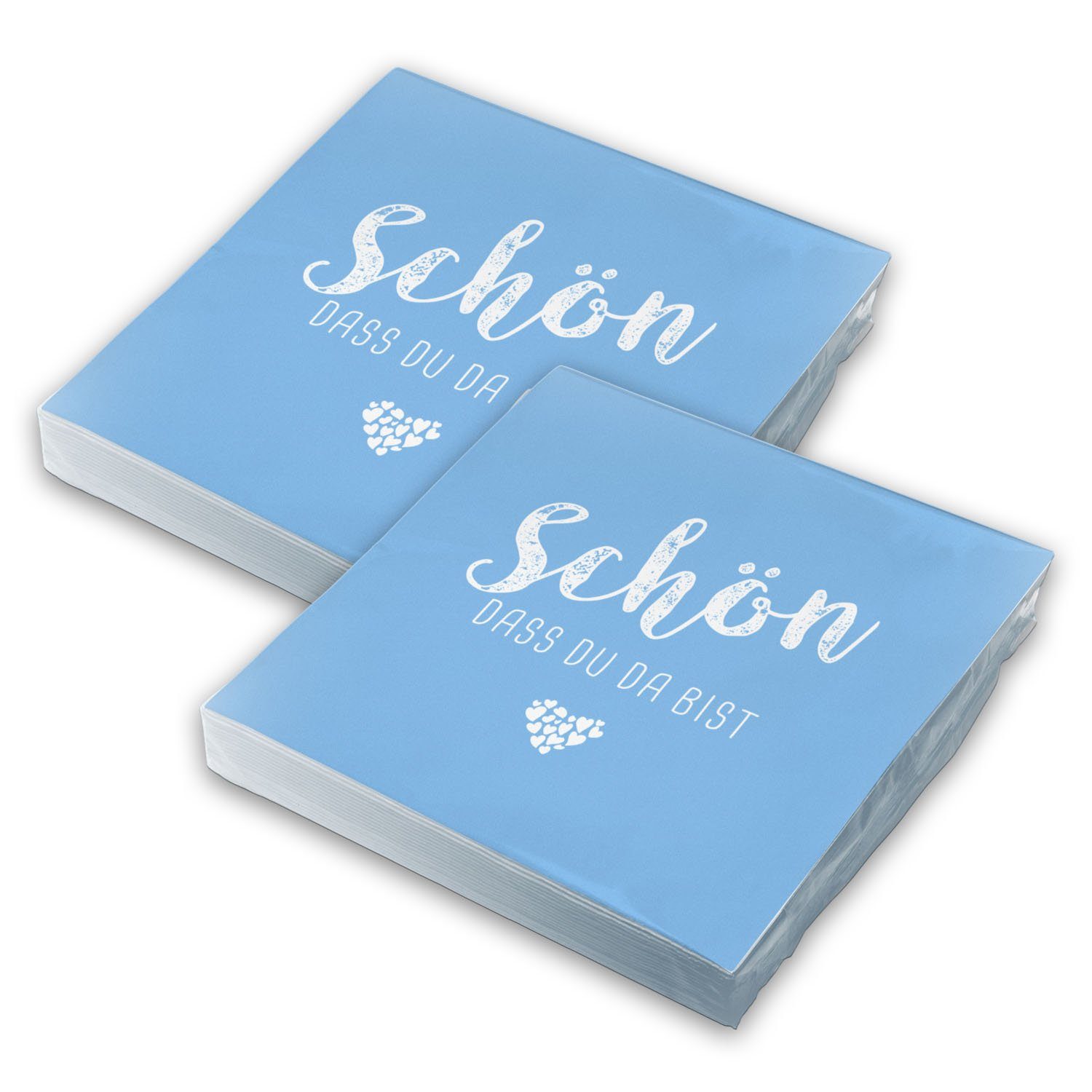 itenga Papierserviette itenga 40x Serviette Schön dass du da bist hellblau Set