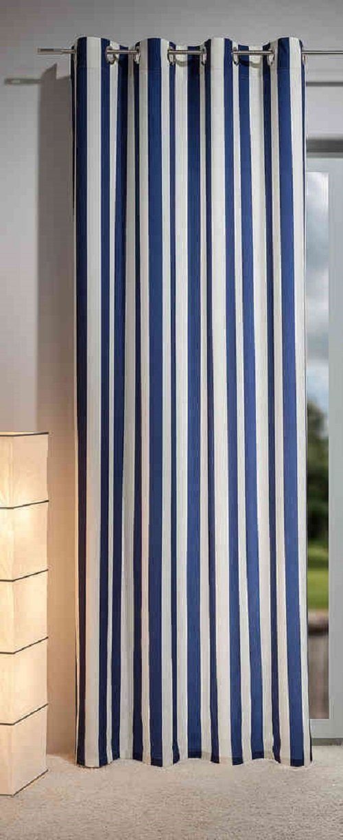 Gardine HECO Ösenschal John Exclusiver Ösenvorhang, BxH 140x245cm, blau weiß, Clever-Kauf-24, Ösen | Fertiggardinen