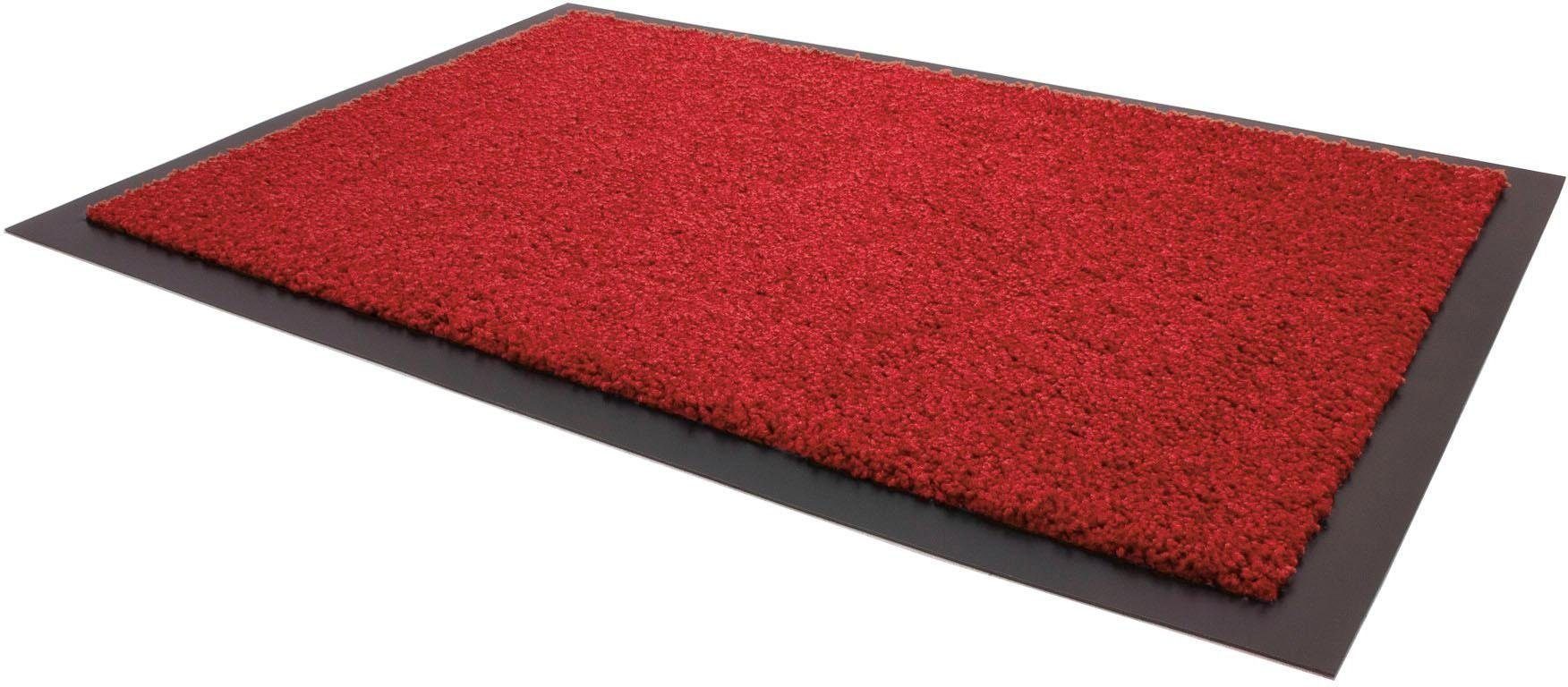 Fußmatte DANCER, Primaflor-Ideen in Textil, rechteckig, Höhe: 6 mm, Schmutzfangmatte, Uni-Farben, große Farbauswahl, waschbar rot