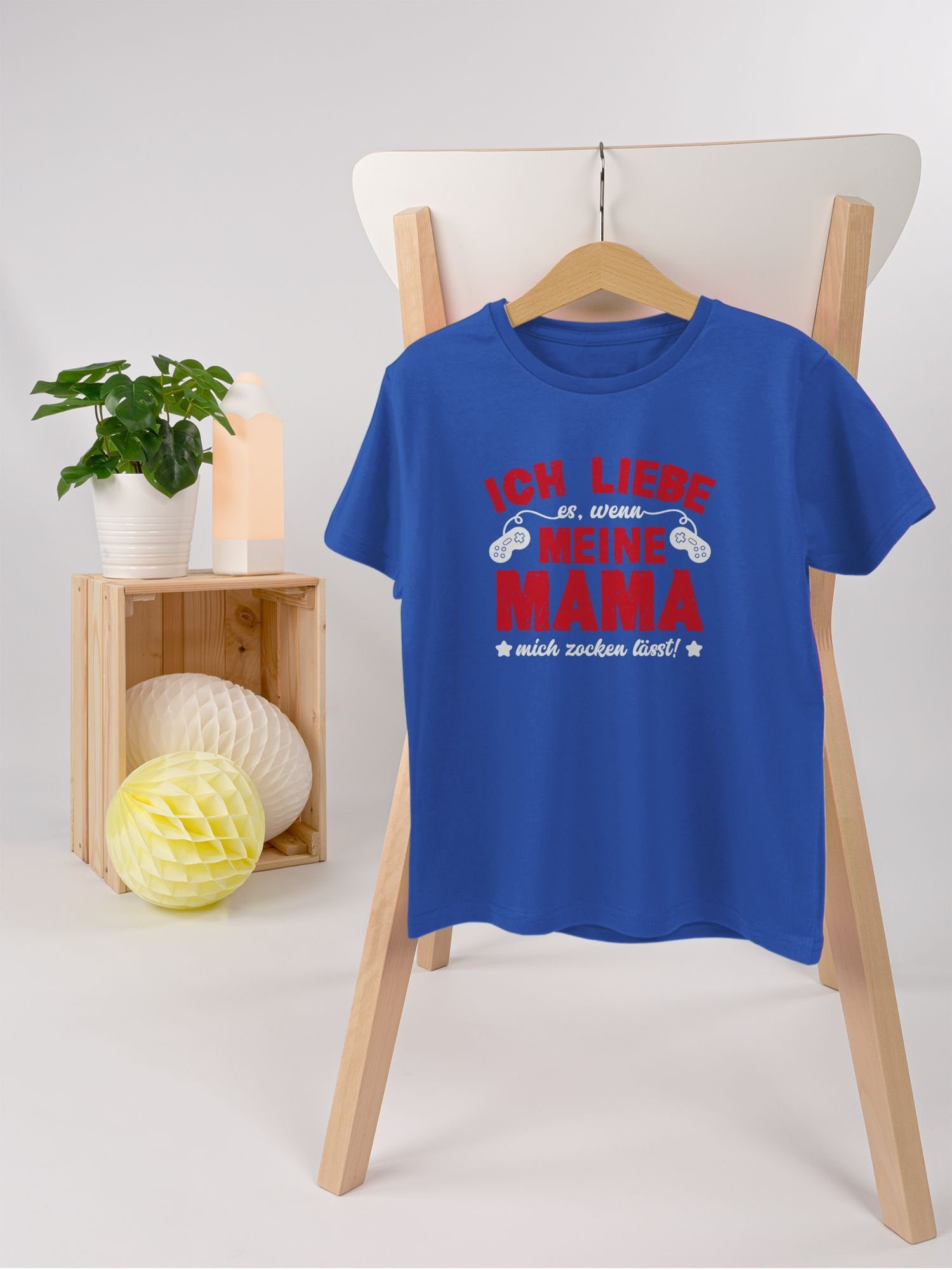 meine Statement Ich 3 Royalblau Shirtracer Mama T-Shirt Kinder liebe - Sprüche weiß/rot