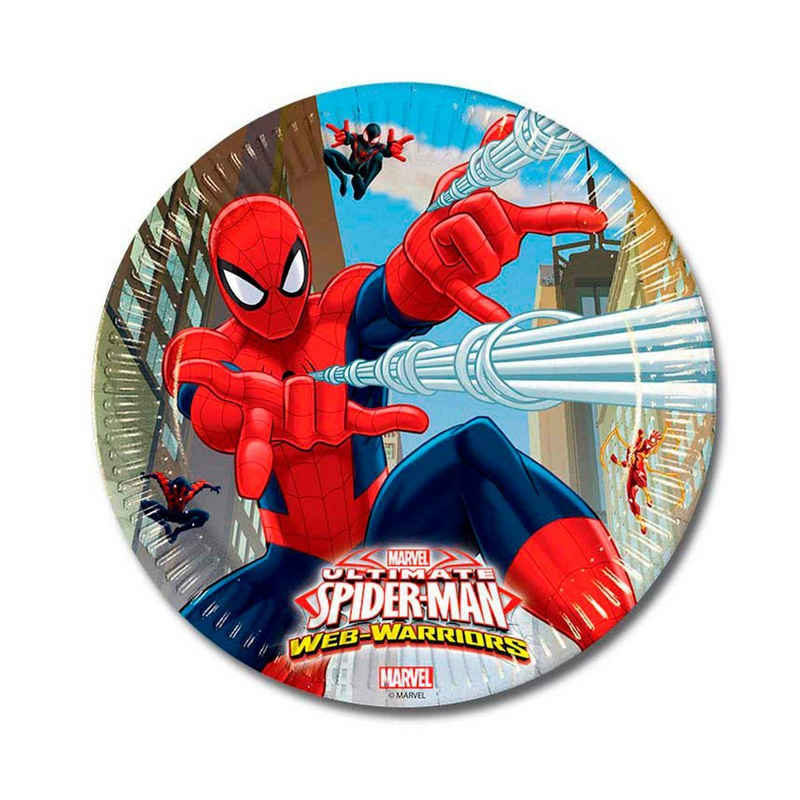 Folat Einweggeschirr-Set »8 Ultimate Spider-Man Pappteller«, Papier, Partydeko für Deine Spiderman-Mottoparty zum Geburtstag!