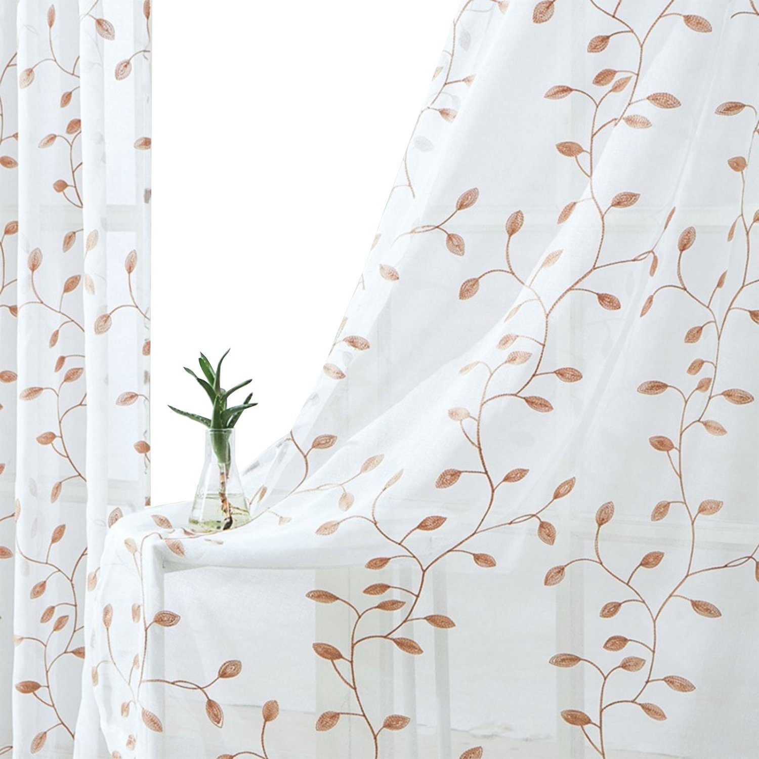 BYSURE Vorhang (2 St), Ösen, transparent, Voile, Boho Blumen Gardinen günstig online kaufen