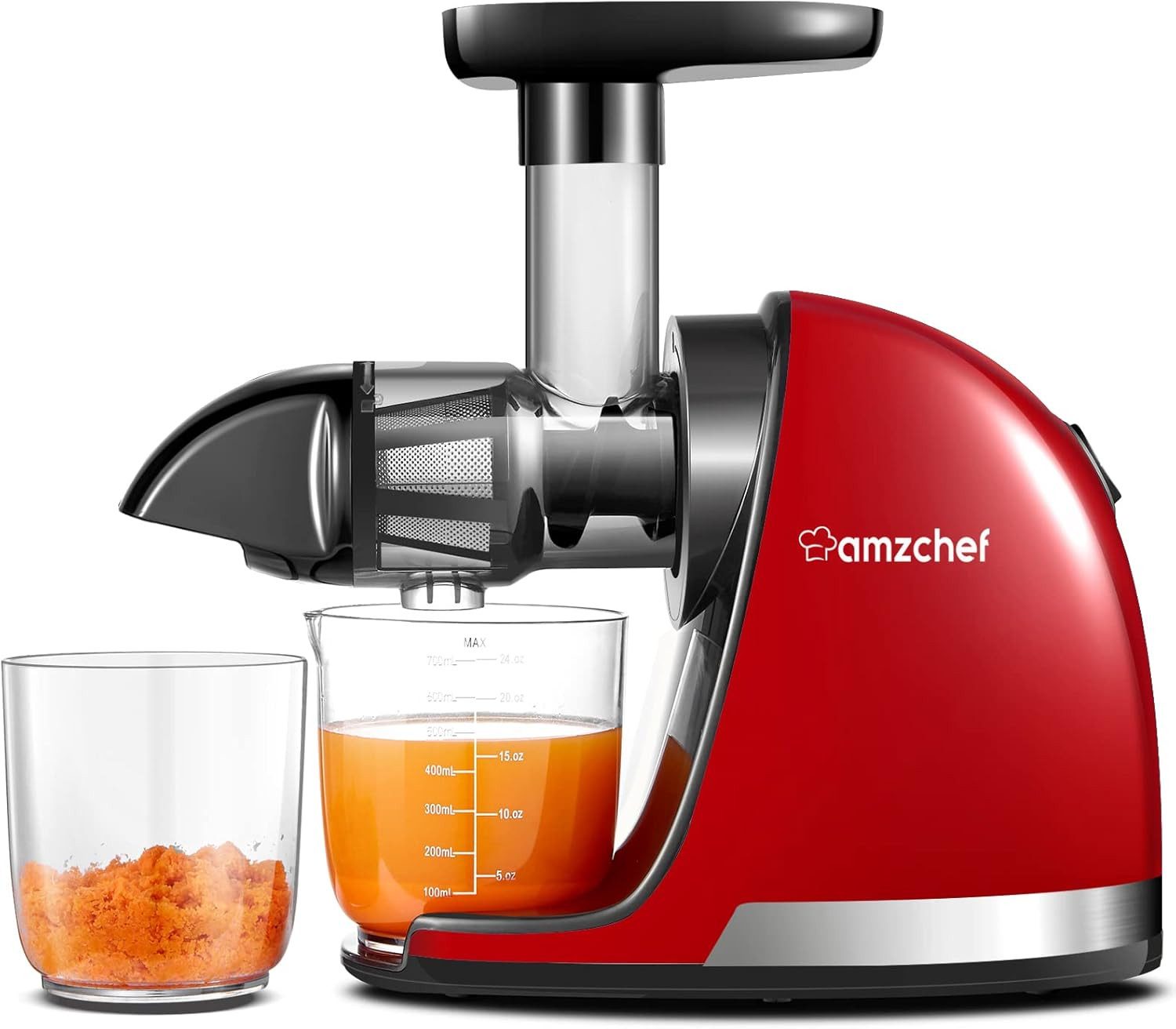 AMZCHEF Slow Juicer ZM1501, 150 W, 4-in-1, Schneckentechnologie, BPA-frei, Umkehrfunktion, leiser Betrieb