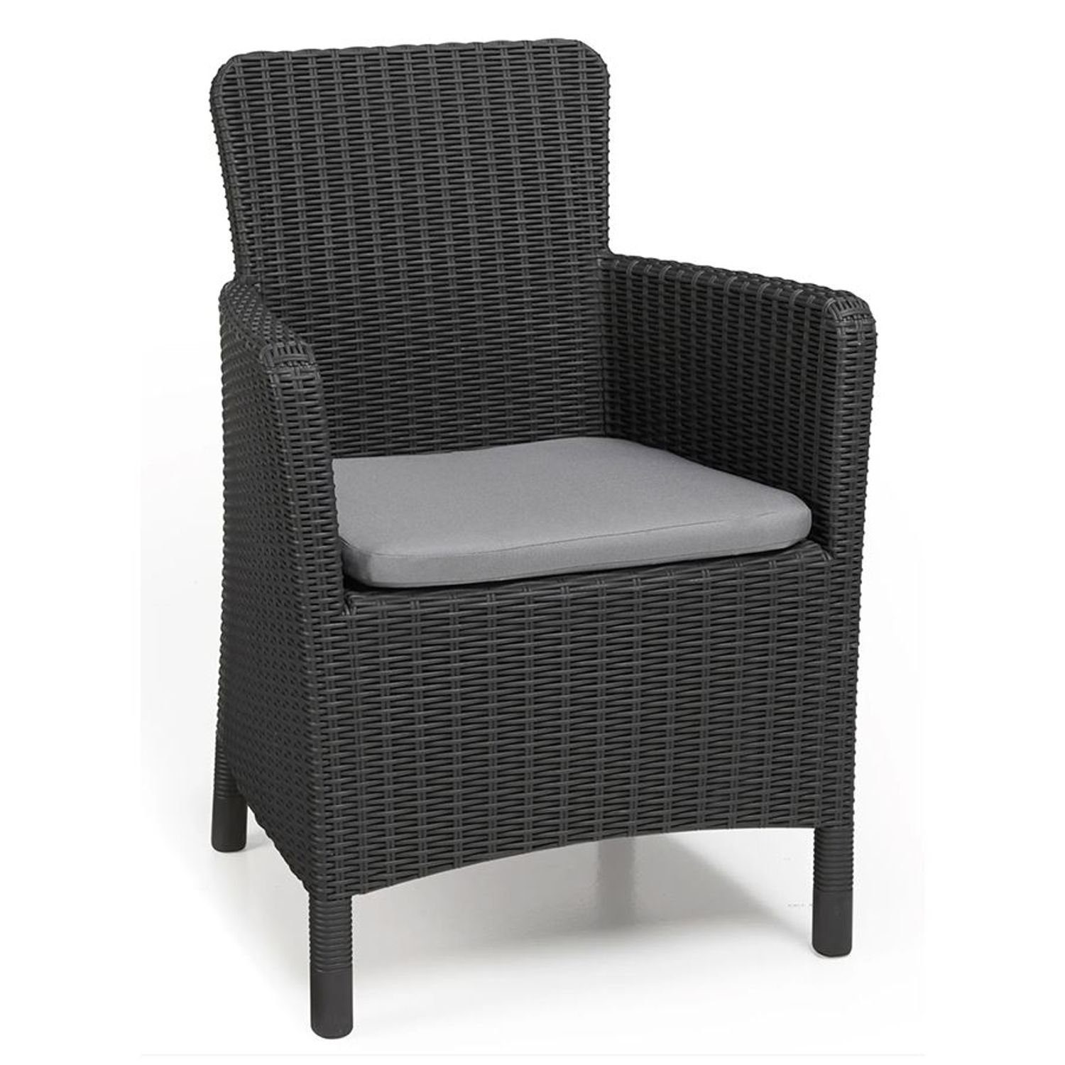 Keter Gartensessel Keter Dinningsessel Schwarz Gartenstuhl mit Sitzkissen Terrassen Innen
