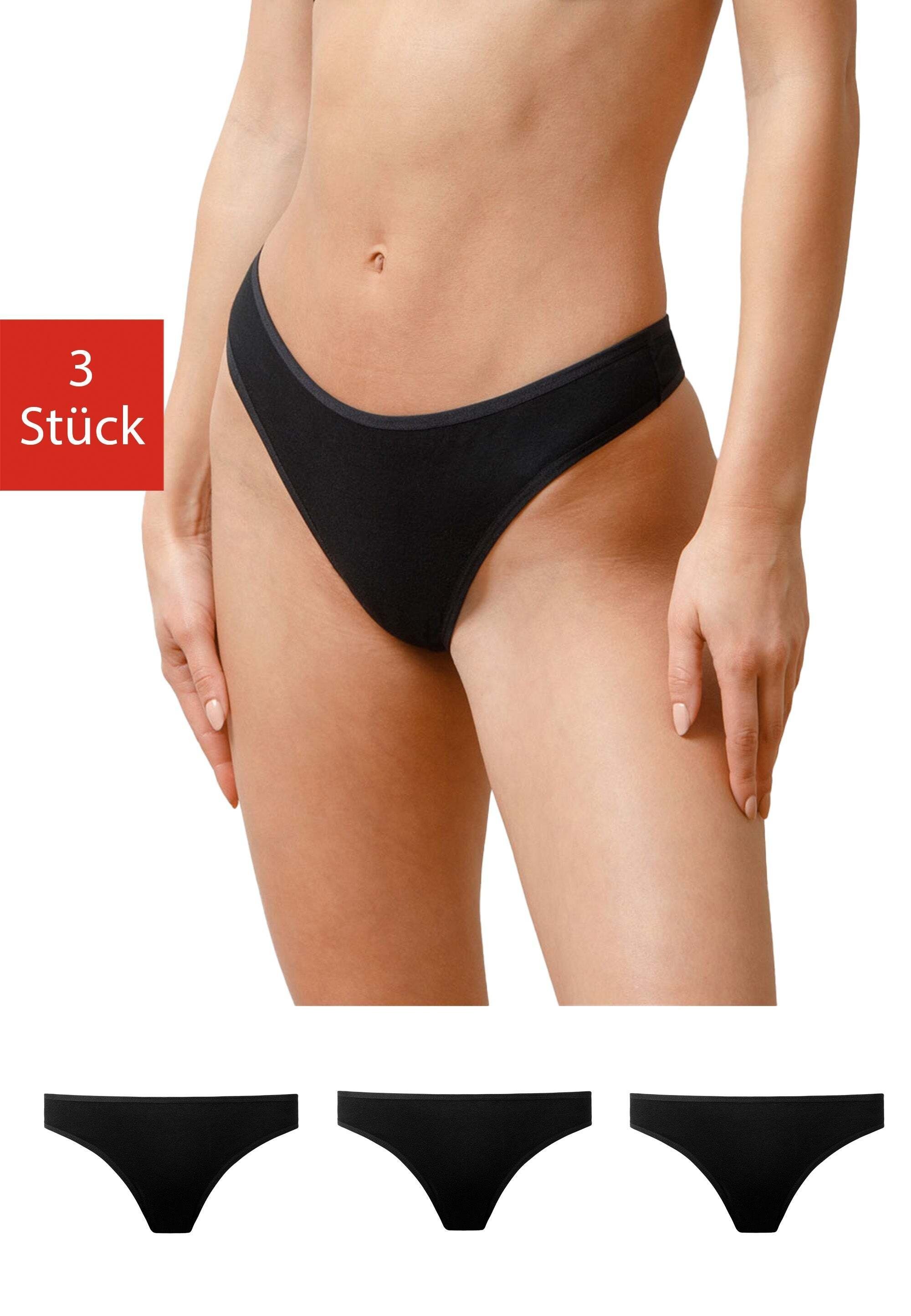 SNOCKS Tanga Unterwäsche Bio-Baumwolle, Tanga Kleidung Unterhosen Damen unter Schwarz deiner String unsichtbar aus (3-St)