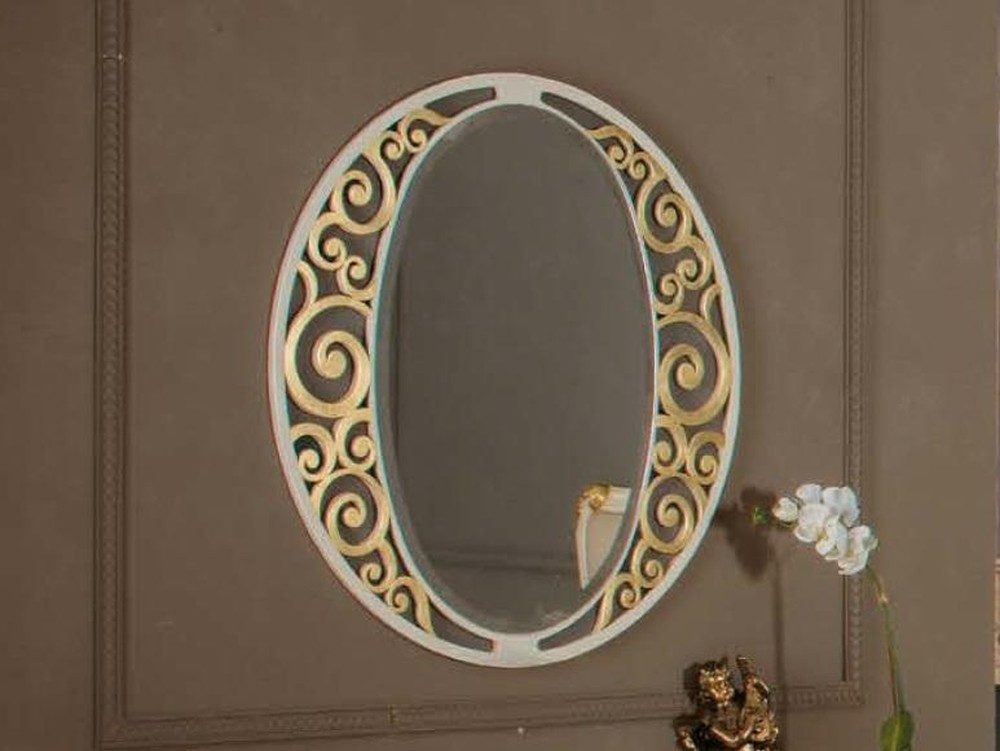 JVmoebel Wandspiegel Ovaler Wandspiegel in Gold aus Holz – italienische Handwerkskunst (1-St), Made in Europa