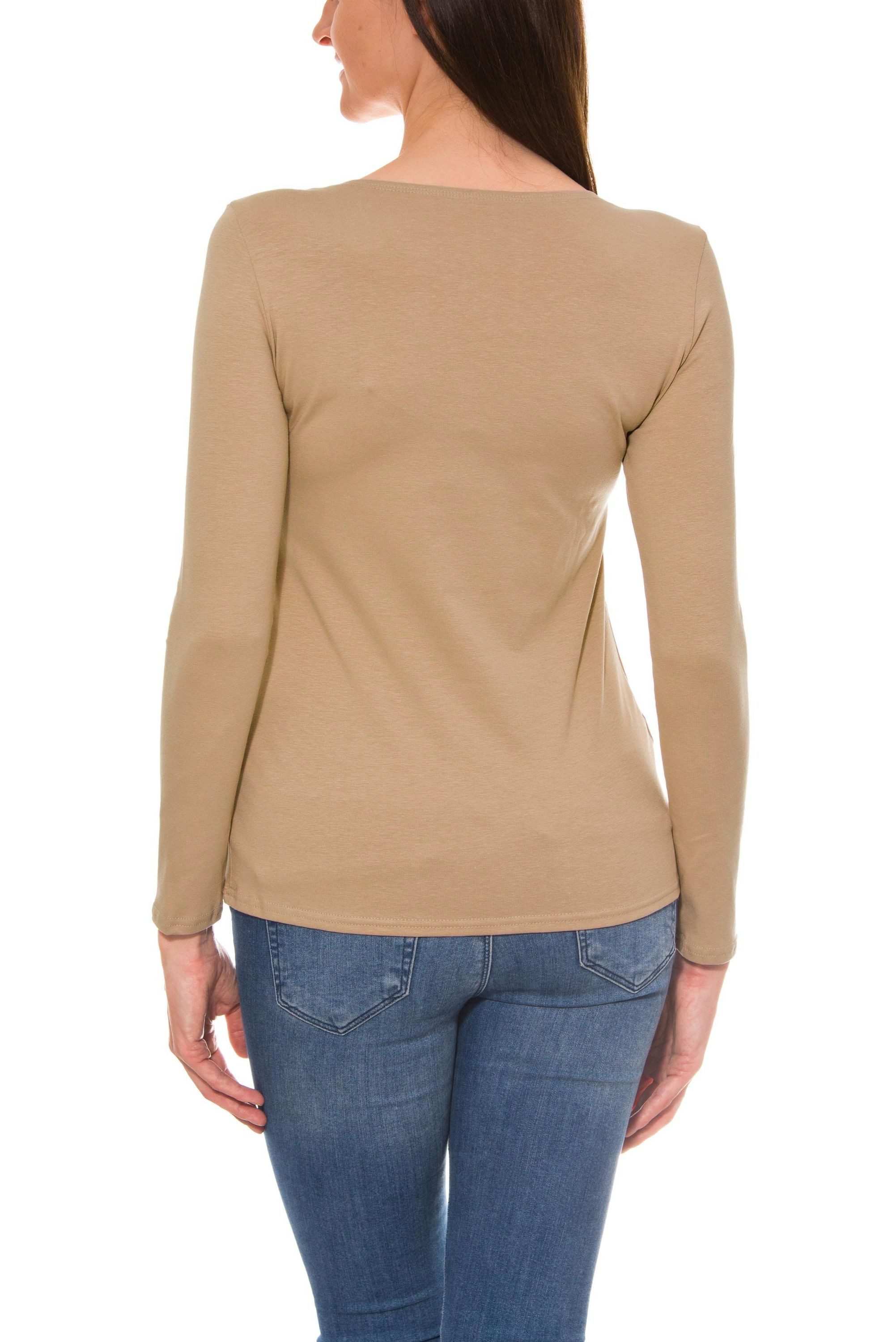Alkato Longshirt Alkato Damen Langarm Shirt mit O-Ausschnitt