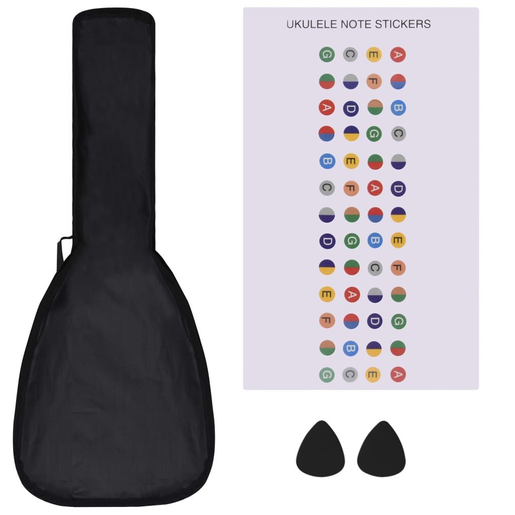vidaXL Ukulele Sopran-Ukulele-Set mit Tasche für Kinder Schwarz 23"