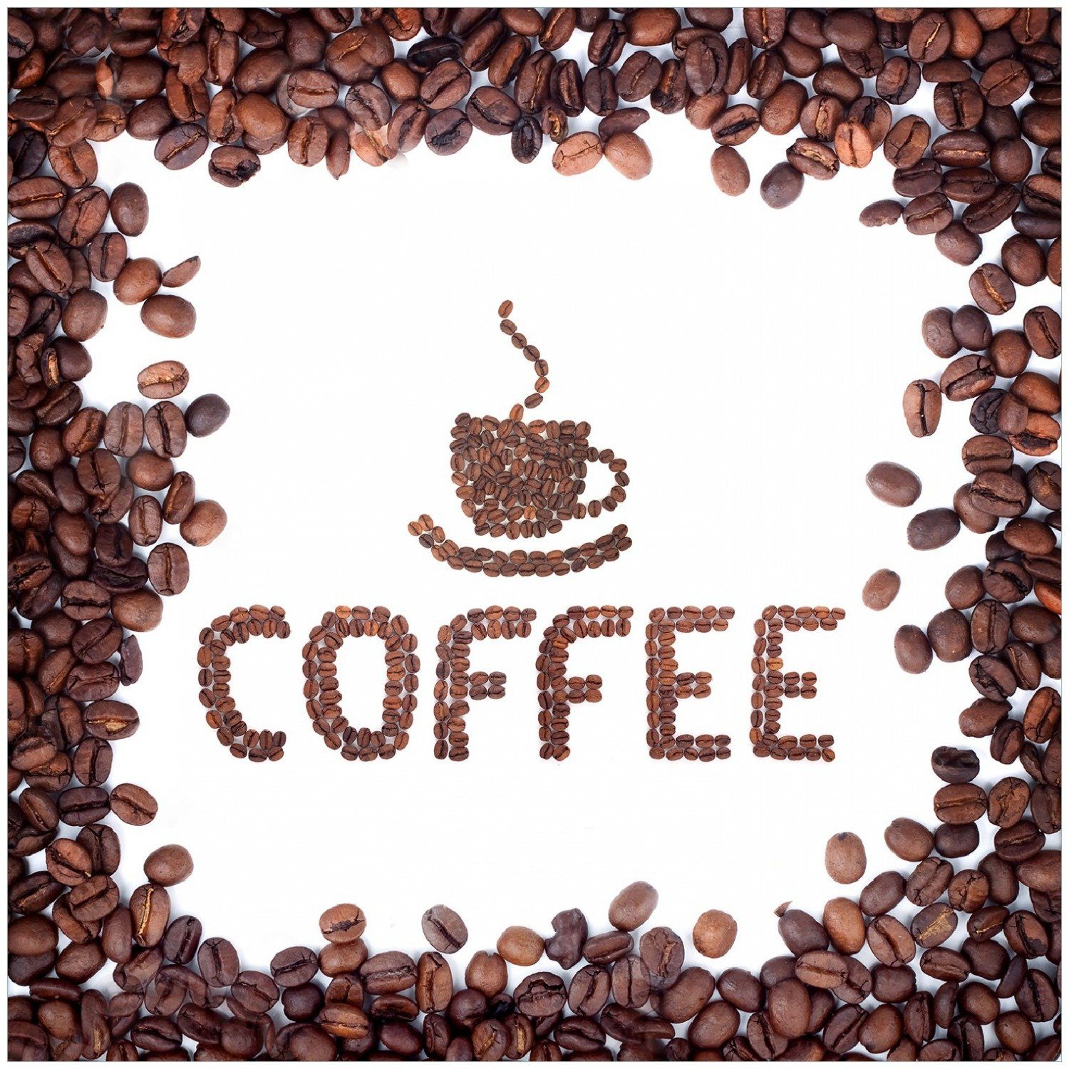 Wallario Memoboard Kaffee Schrift aus Kaffeebohnen