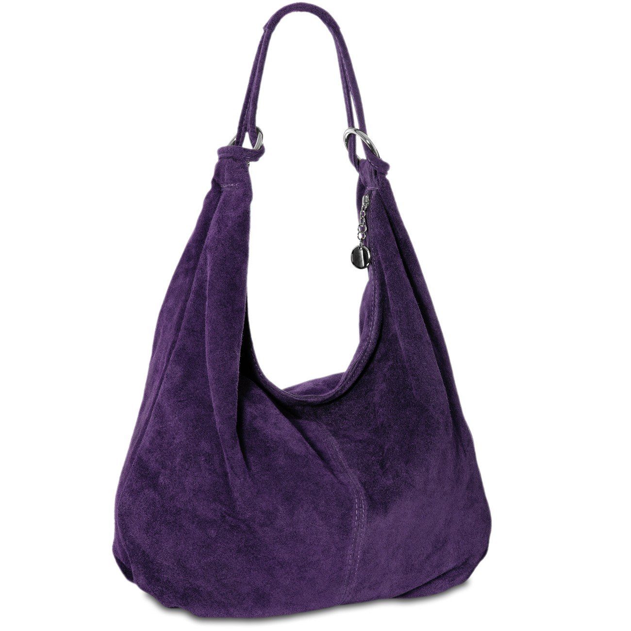 Caspar Schultertasche Damen Vintage Leder Tasche Hobo Bag - CLASSIC LINE - Modell No.617, 100% italienisches Veloursleder, samtig weich, angenehmer Tragekomfort