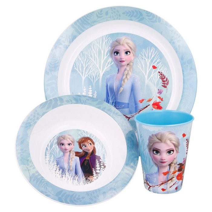 Disney Frozen Kindergeschirr-Set Elsa & Anna (3-tlg) Kunststoff Kinder Frühstückset