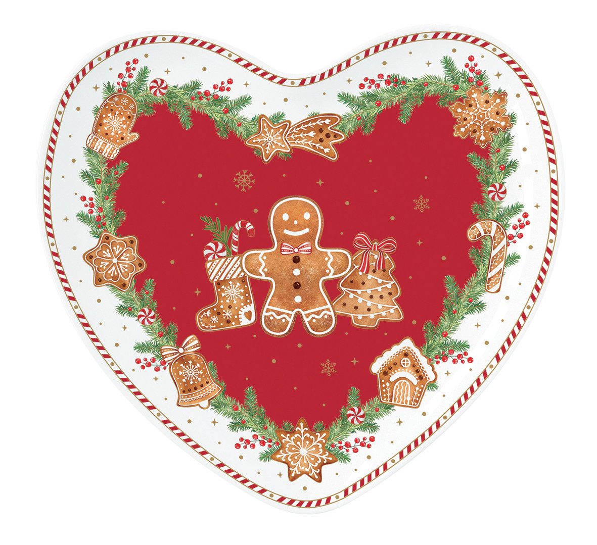 EasyLife Servierteller Fancy Gingerbread, Porzellan, Spülmaschinengeeignet, Mehrfarbig, Motiv: Lebkuchenmann