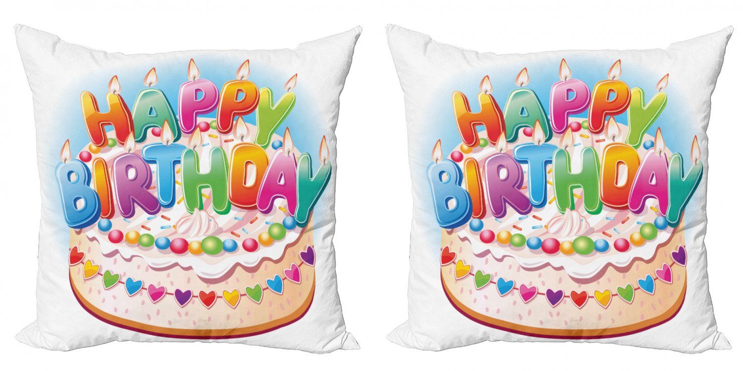 Kissenbezüge Modern Accent Doppelseitiger Digitaldruck, Abakuhaus (2 Stück), Geburtstagsparty Kuchen Kerzen Herzen