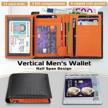 TEEHON Geldbörse Kohlefaser Leder Männer Brieftasche Münzfach RFID-Kreditkarteninhaber, Schlanke und elegante Brieftasche mit mehreren Kartenschlitzen