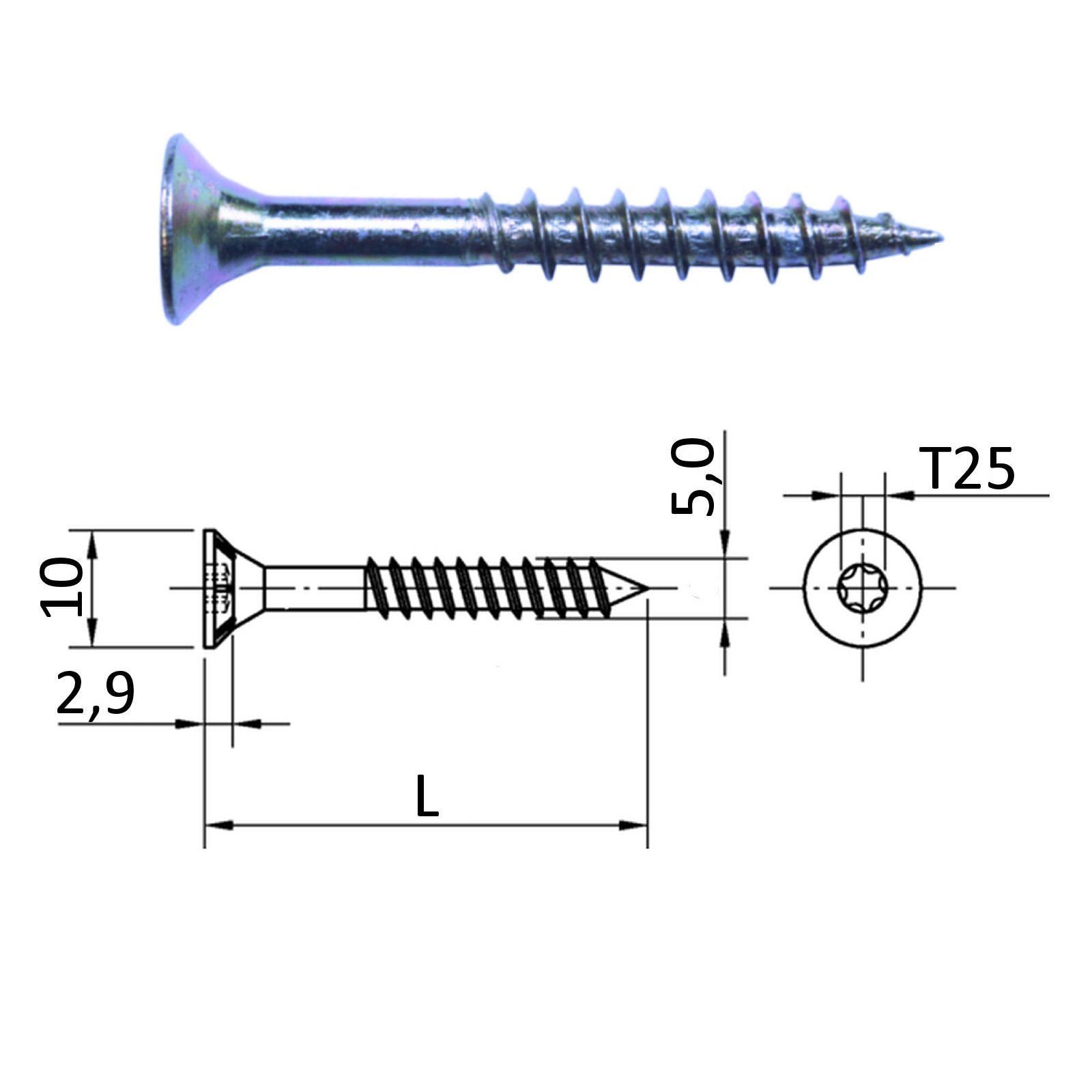 SO-TECH® Schraube JD Spanplattenschrauben Ø 5,0 mm I-Stern (Torx), (50 St)