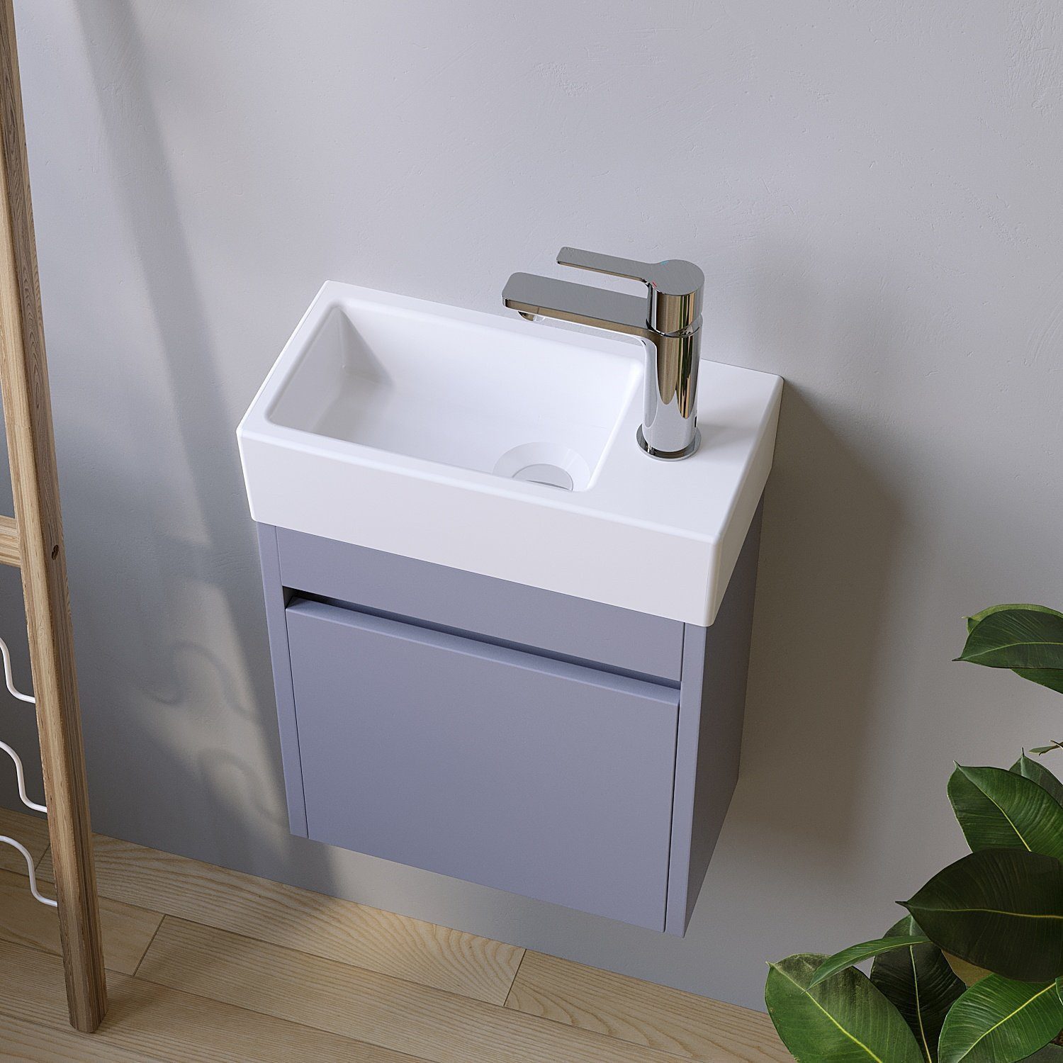 AQUALAVOS Waschbecken Mini Keramik Waschbecken 40,5x20x10,5 cm Pflegeleichte Ohne Überlauf, Platzsparend: Gäste-WC Kleinbäder Renovierung Einfache Installation – Bild 4 von 5