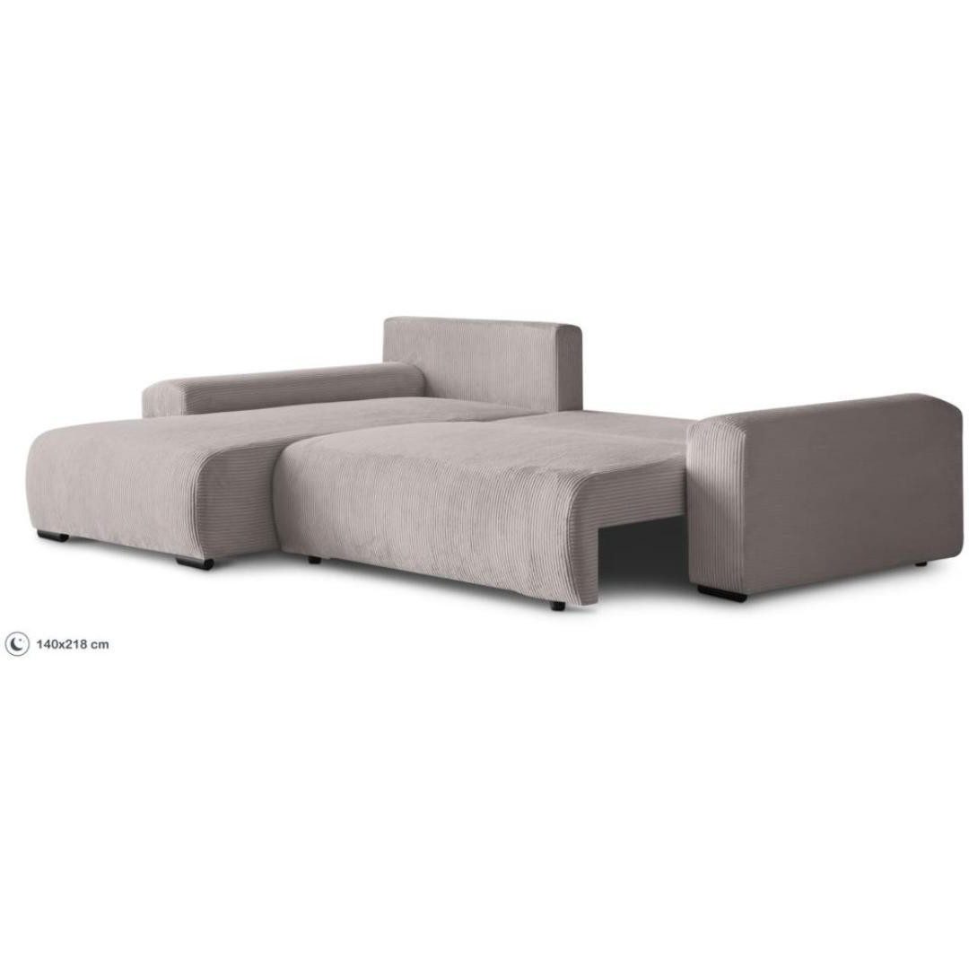 Beautysofa Ecksofa Benny mit Schlaffunktion und Bettkasten, Wellenfedern, stilvoll Polsterecke im modernes Design, L-förmiges Corner Sofa aus Cordstoff